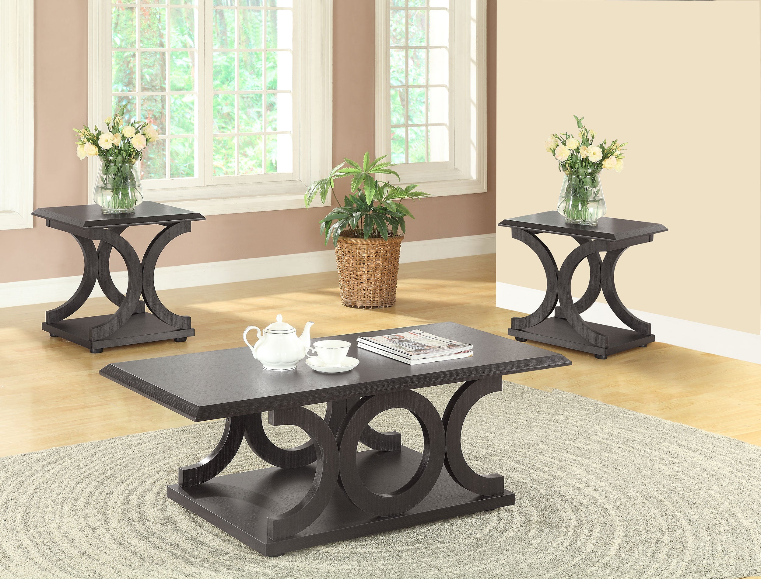 Shelly Coffee and End Table Set Cappuccino