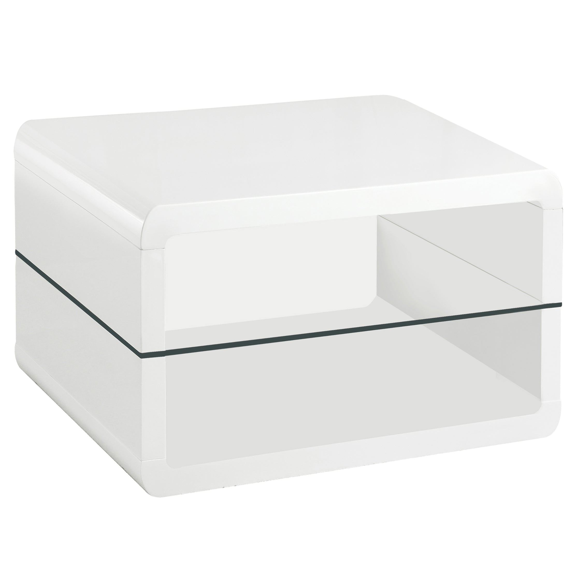 Elana Square 2-shelf End Table Glossy White