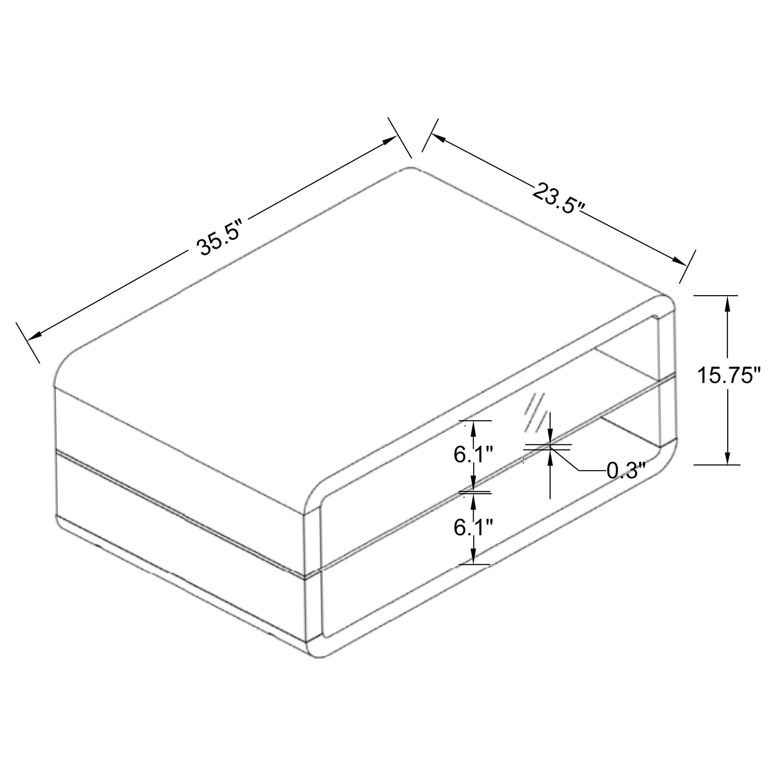 Elana Rectangle 2-shelf Coffee Table Glossy White