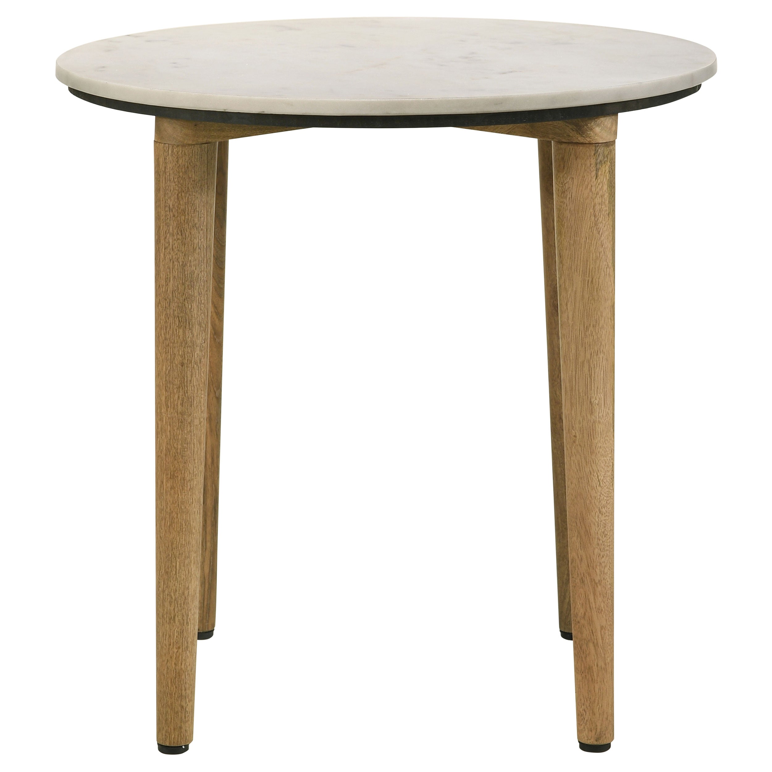 Aldis Round Marble Top End Table White and Natural