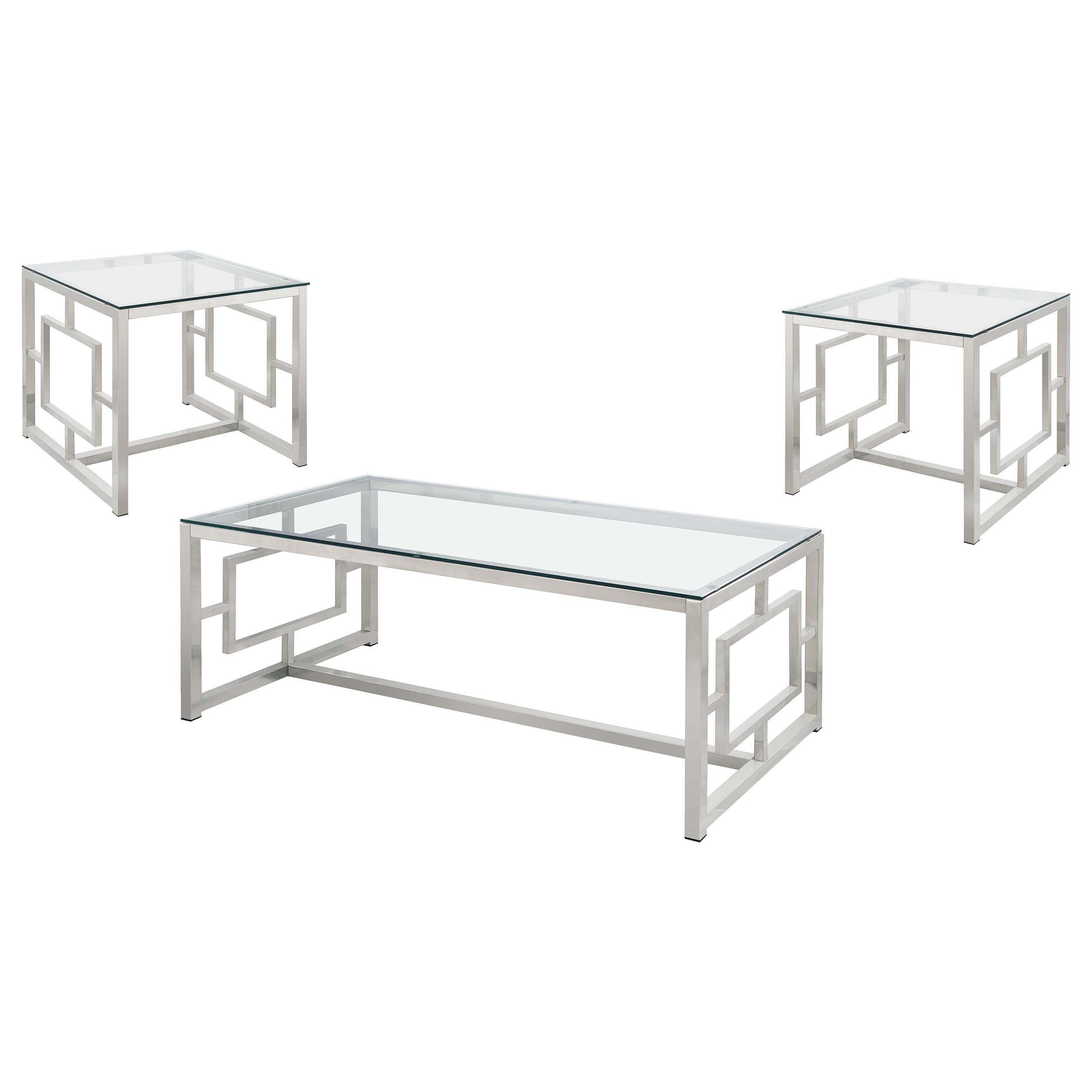 Merced 2-piece Rectangular Coffee and End Table Set Nickel