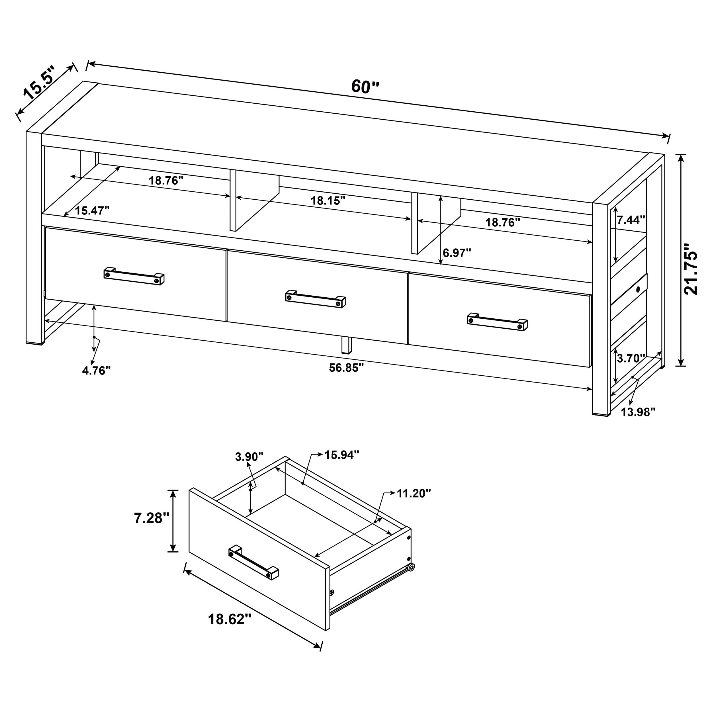 James 2-drawer Composite Wood 48" TV Stand Antique Pine