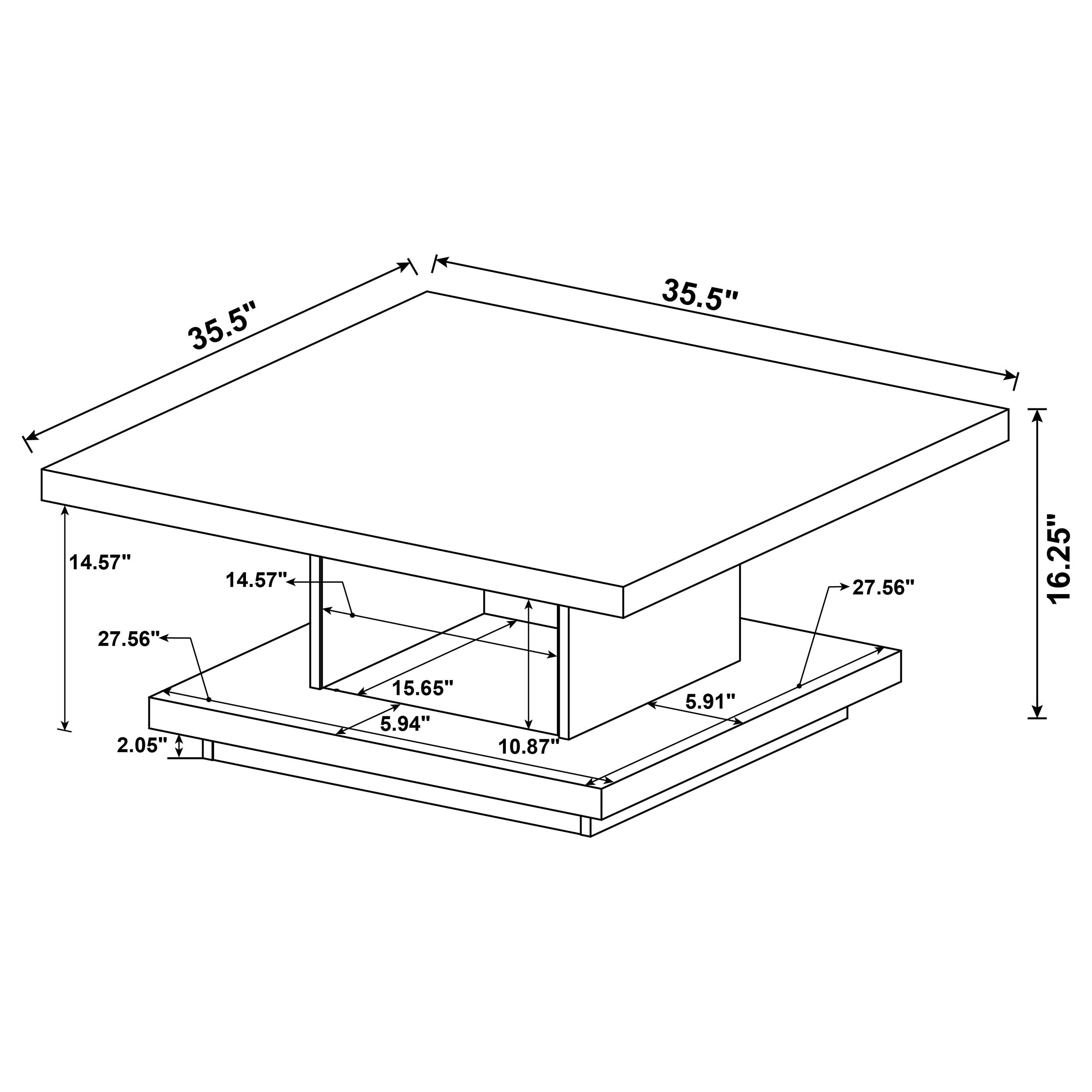 Reston Square Coffee and End Table Set Cappuccino