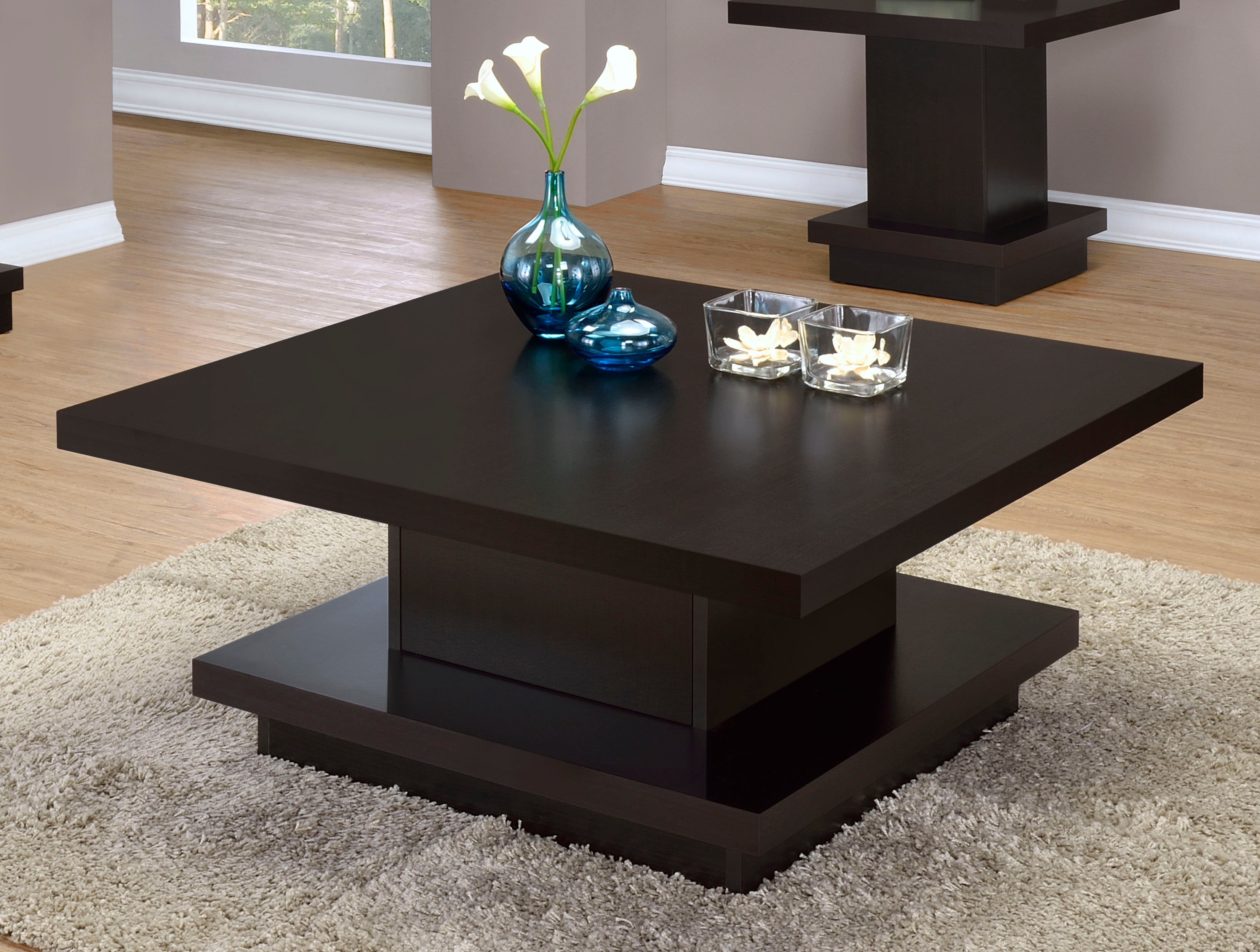Reston Square Engineered Wood Coffee Table with Casters Cappuccino