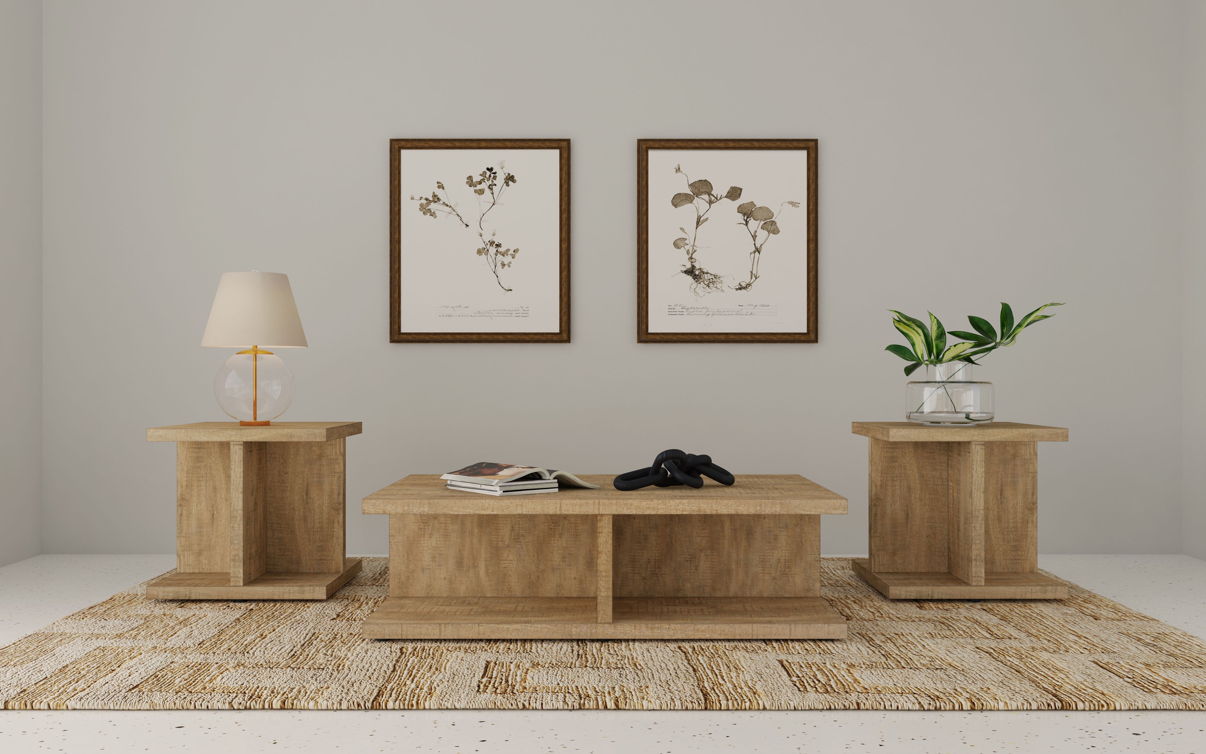 Cortona  Coffee and End Table Set Mango