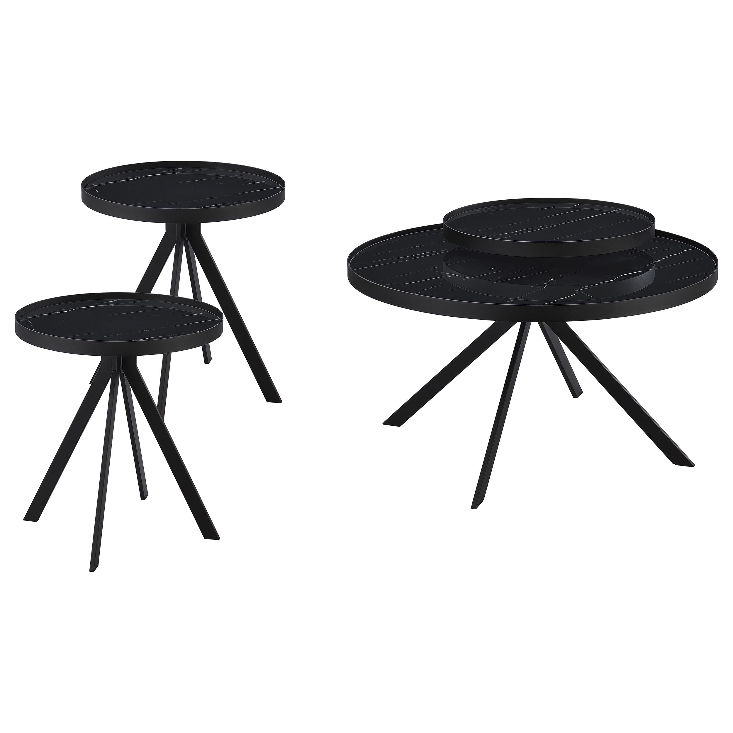 Briggs  Round Coffee and End Table Set Black