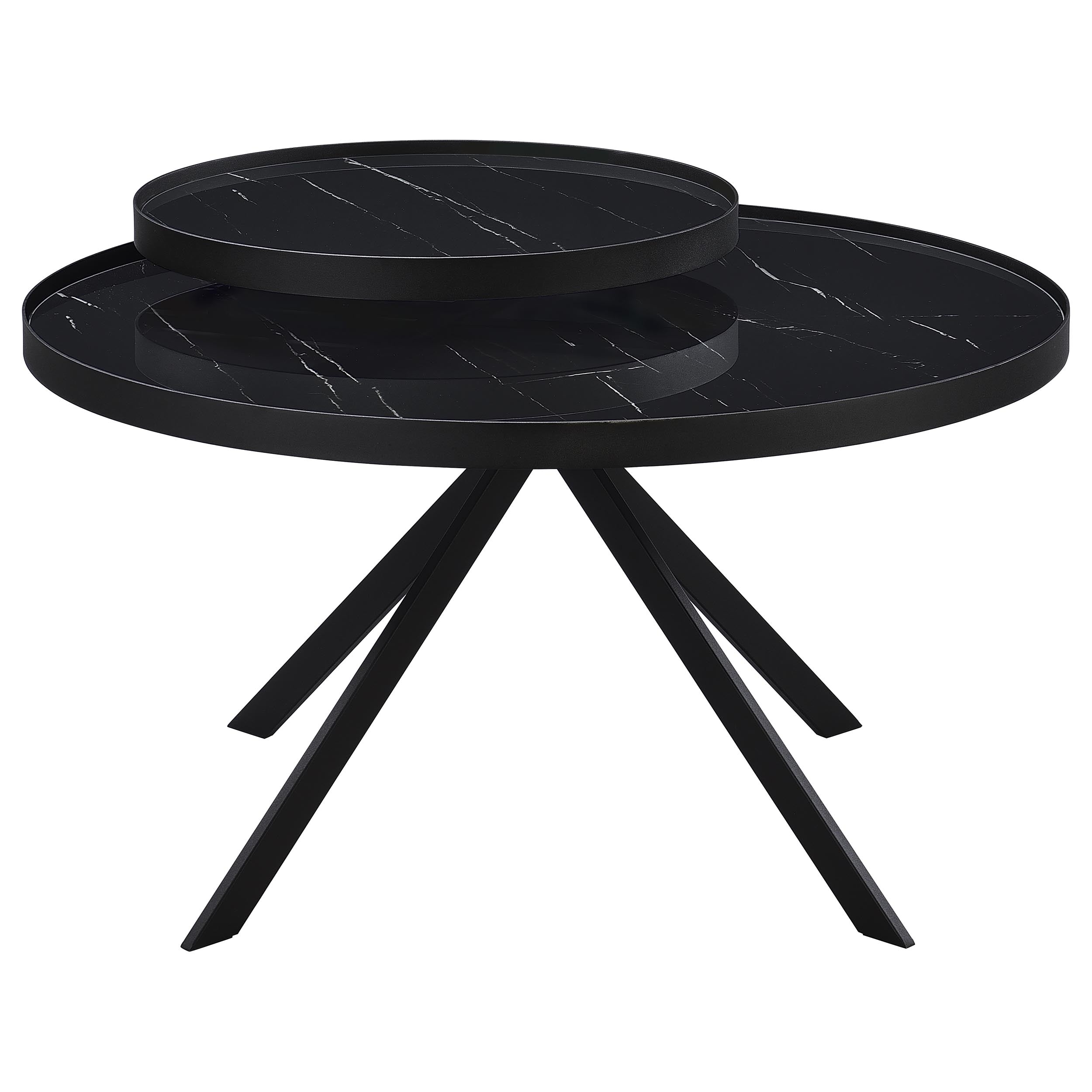 Briggs Round Marble Printed Glass Top Coffee Table