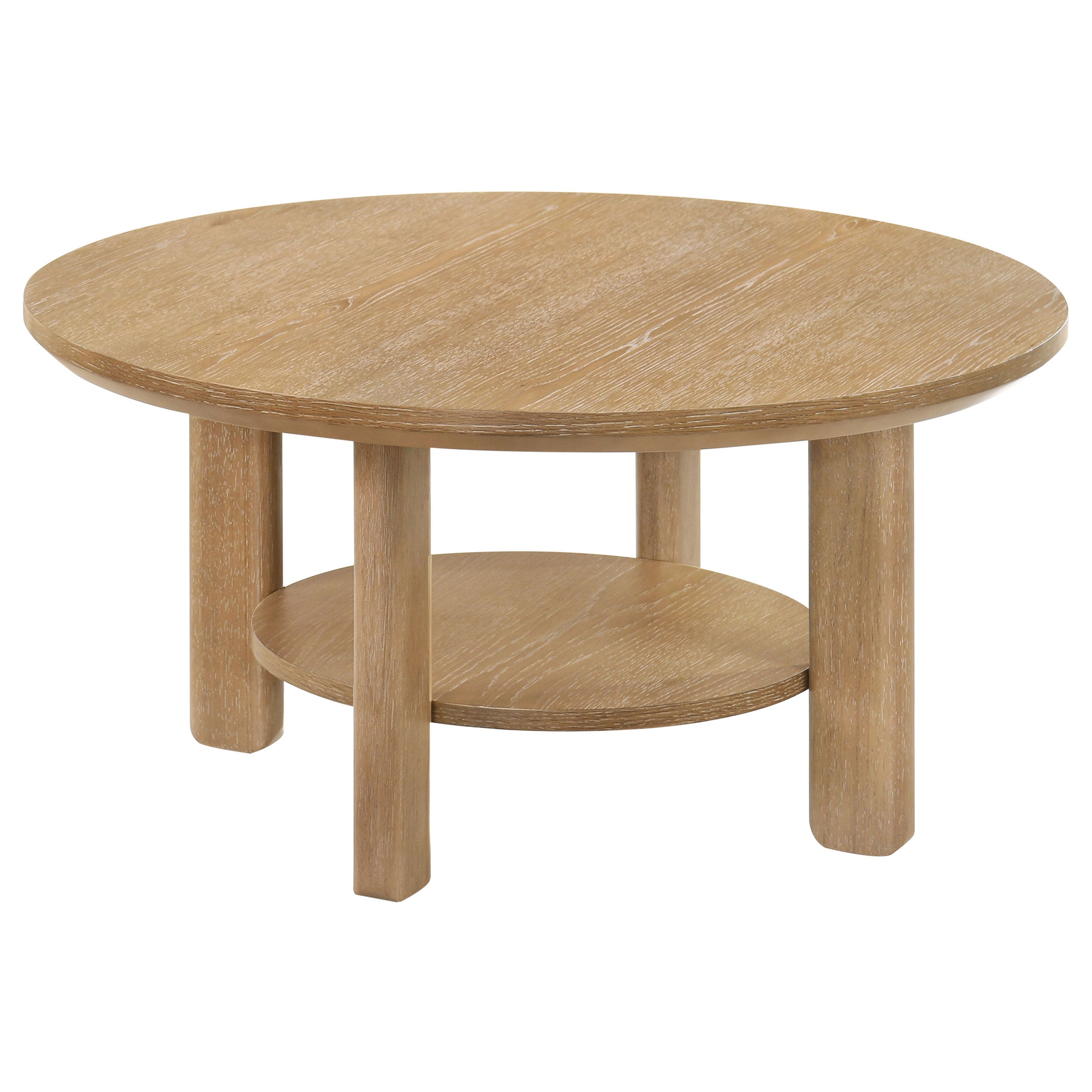Ottowa  Round Wood Coffee Table Set Light Oak