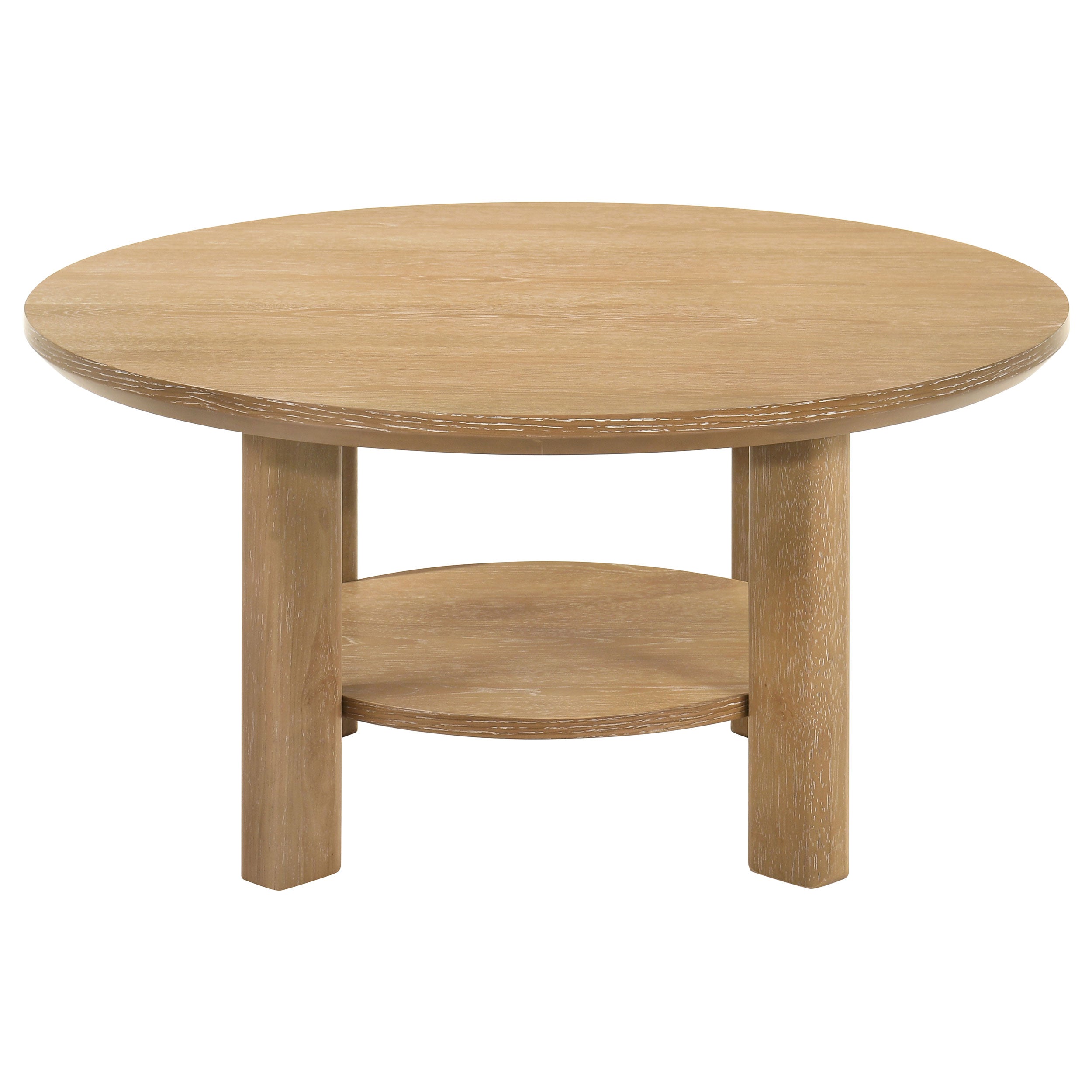Ottowa  Round Wood Coffee Table Set Light Oak