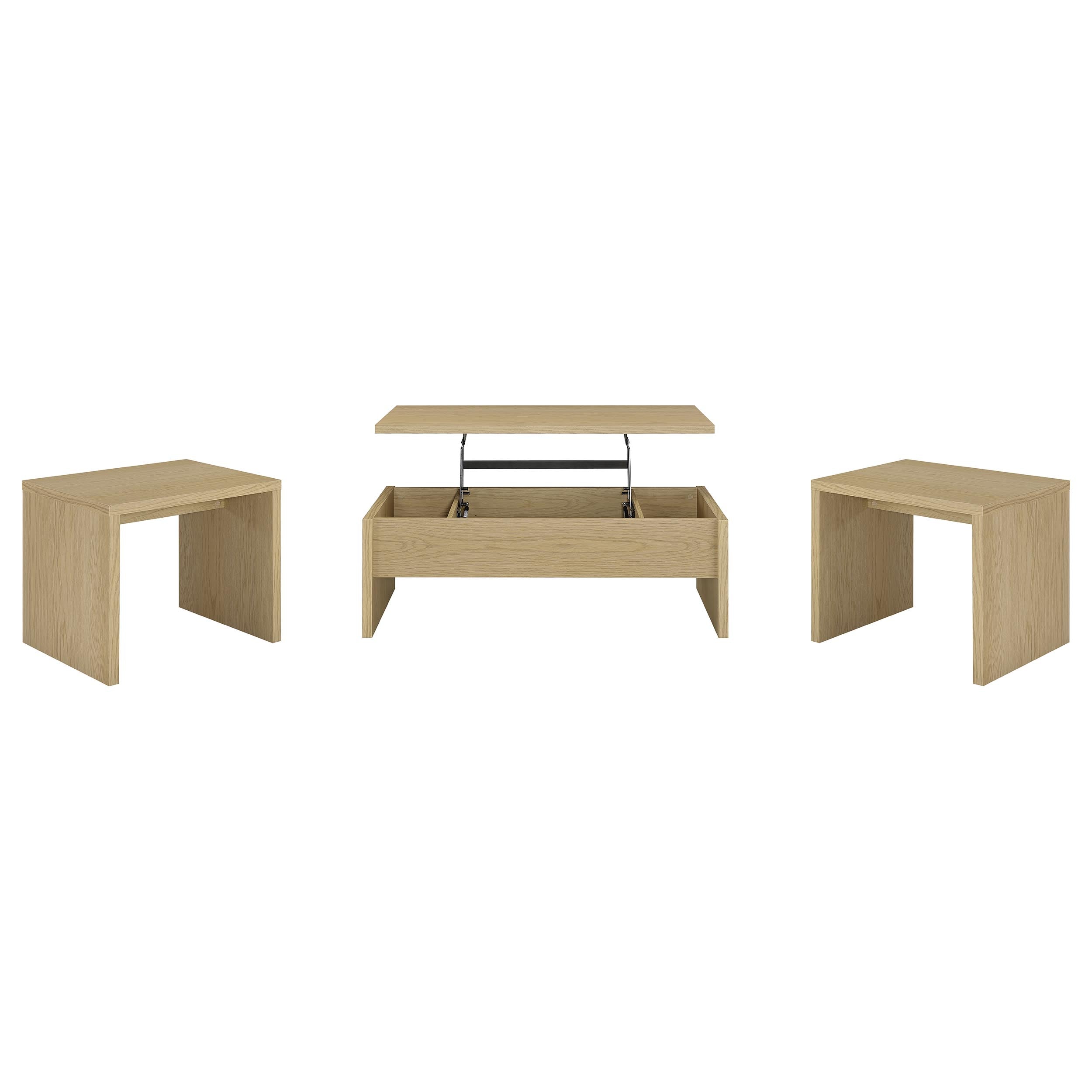 Canoga Lift Top Cocktail Coffee Table Set Light Oak