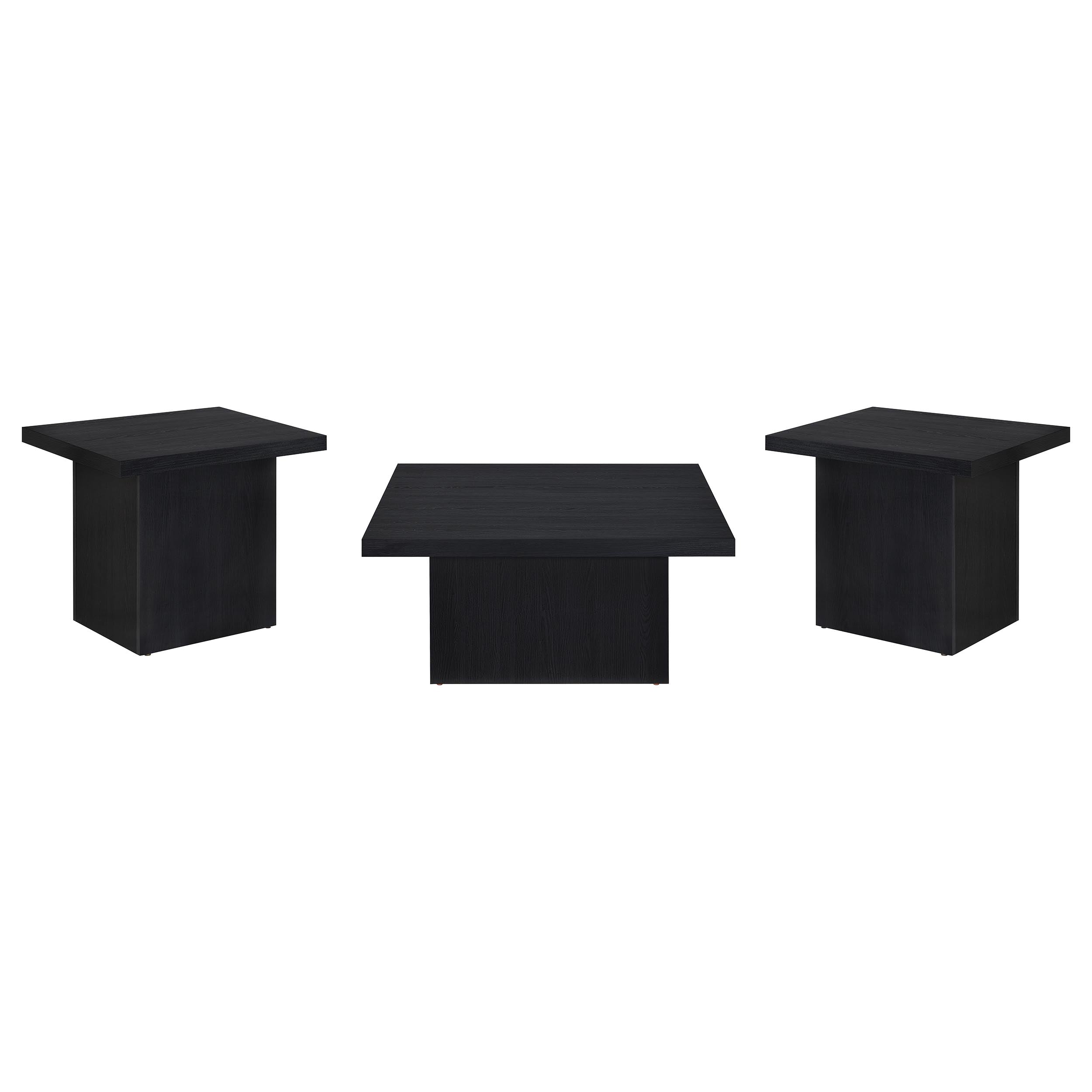 Devar Square Cocktail Coffee End Table Set Black