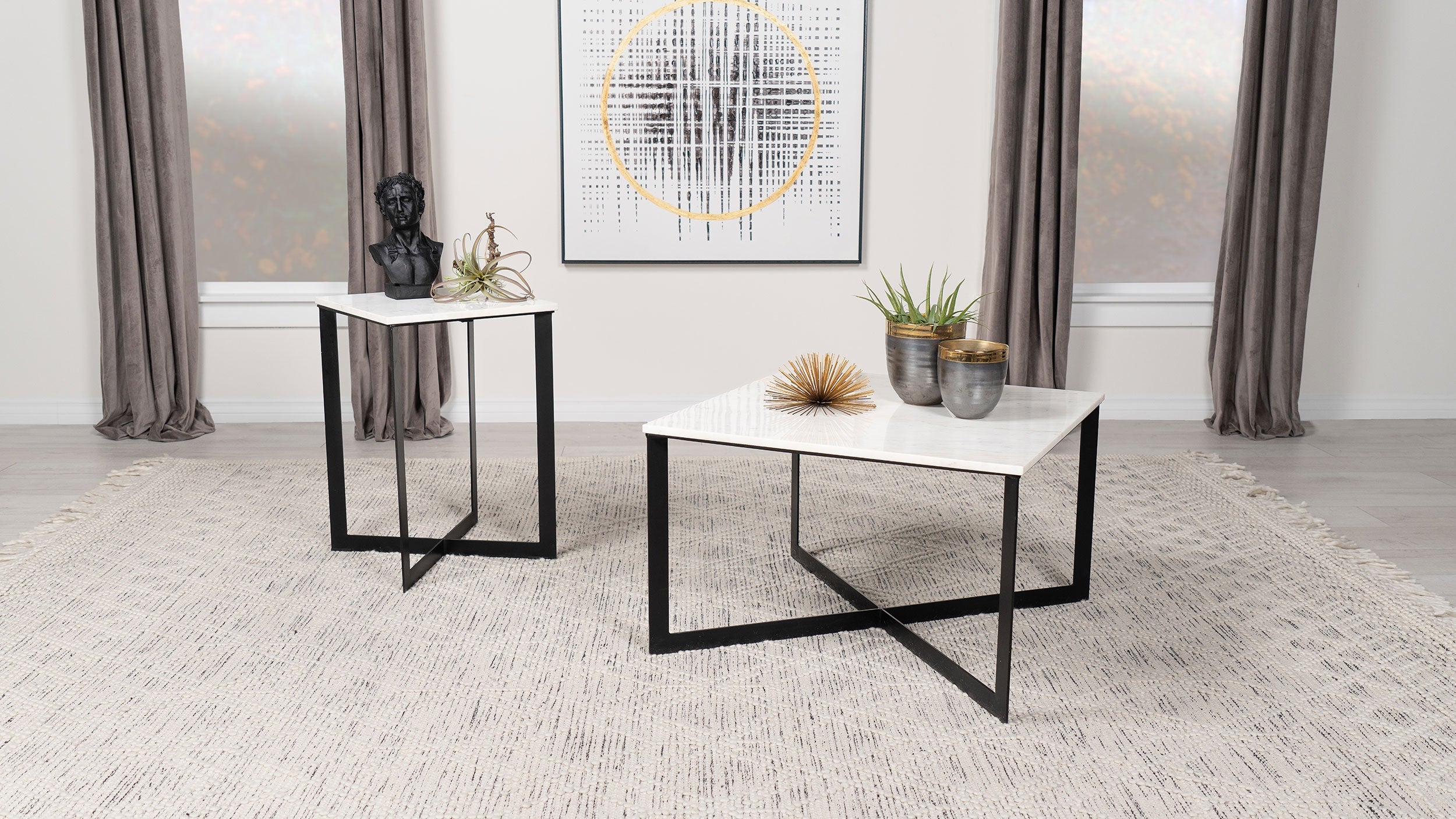 Tobin Marble Top Coffee and End Table Set