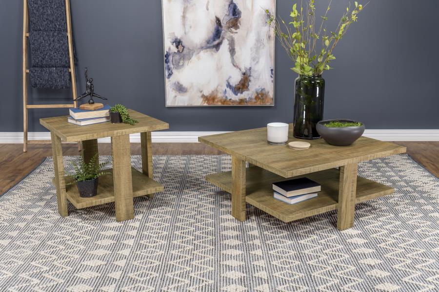 Dawn Round Coffee and End Table Set Mango Brown