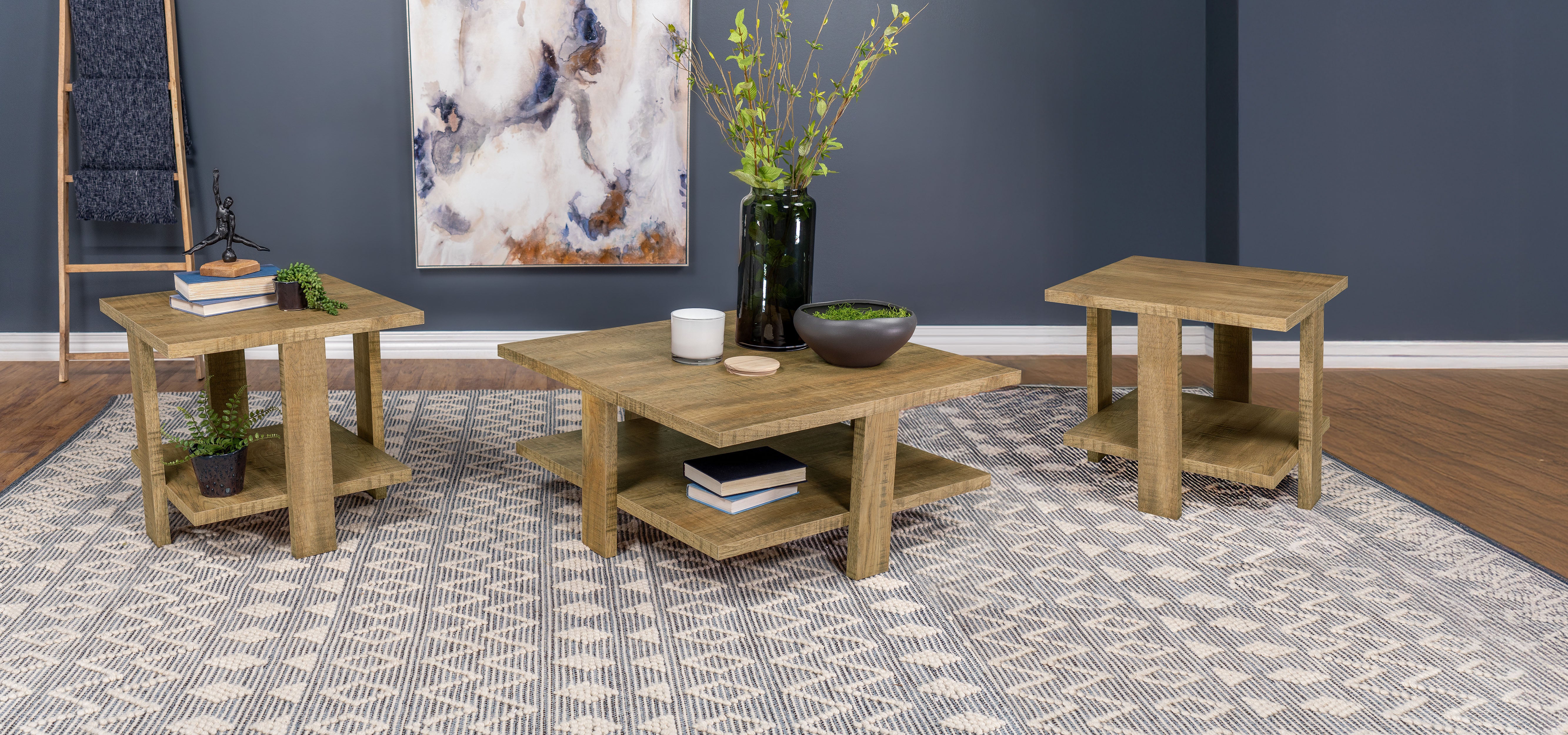 Dawn  Round Coffee and End Table Set Mango Brown