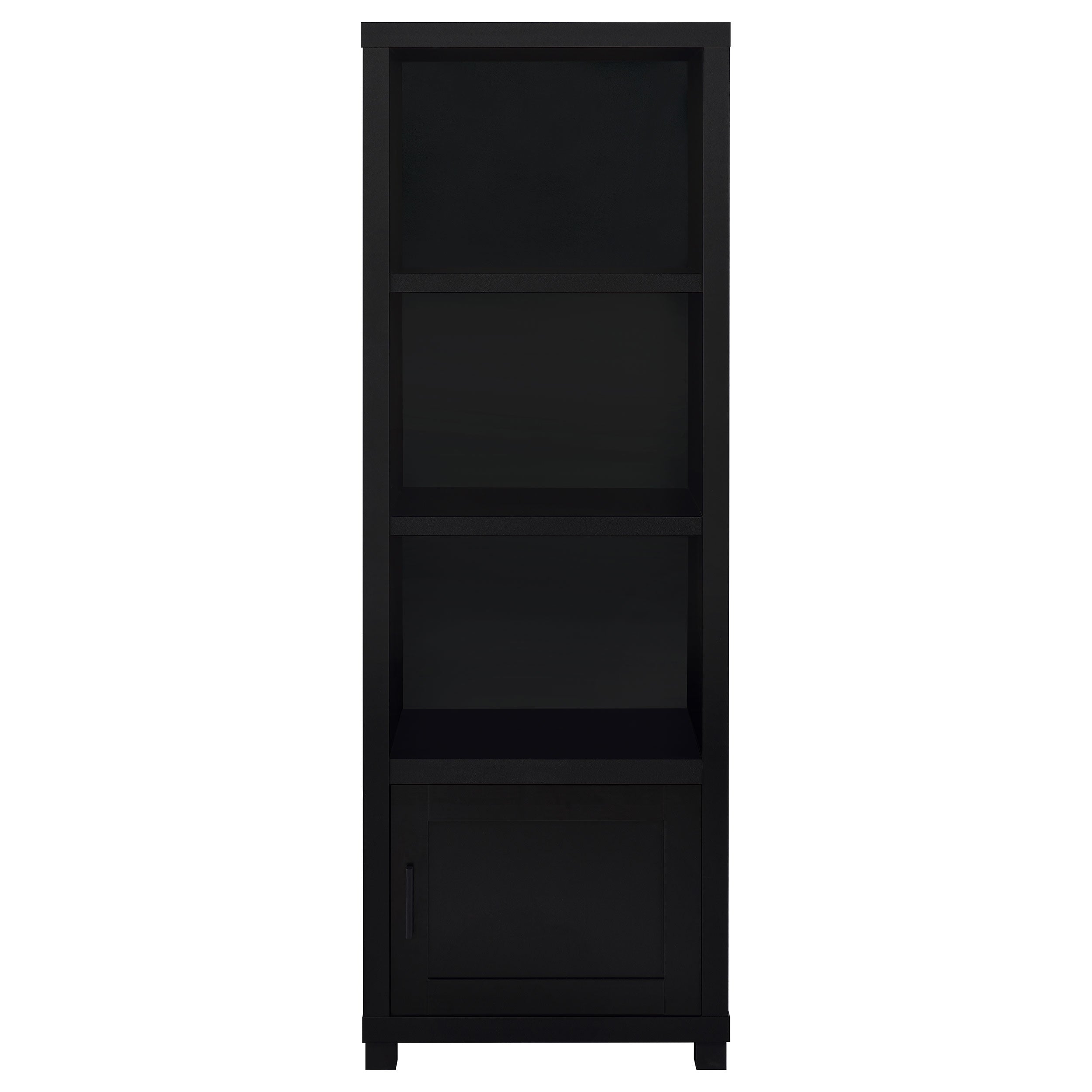 Jupiter 3-shelf Media Tower Bookcase with Storage Cabinet Black