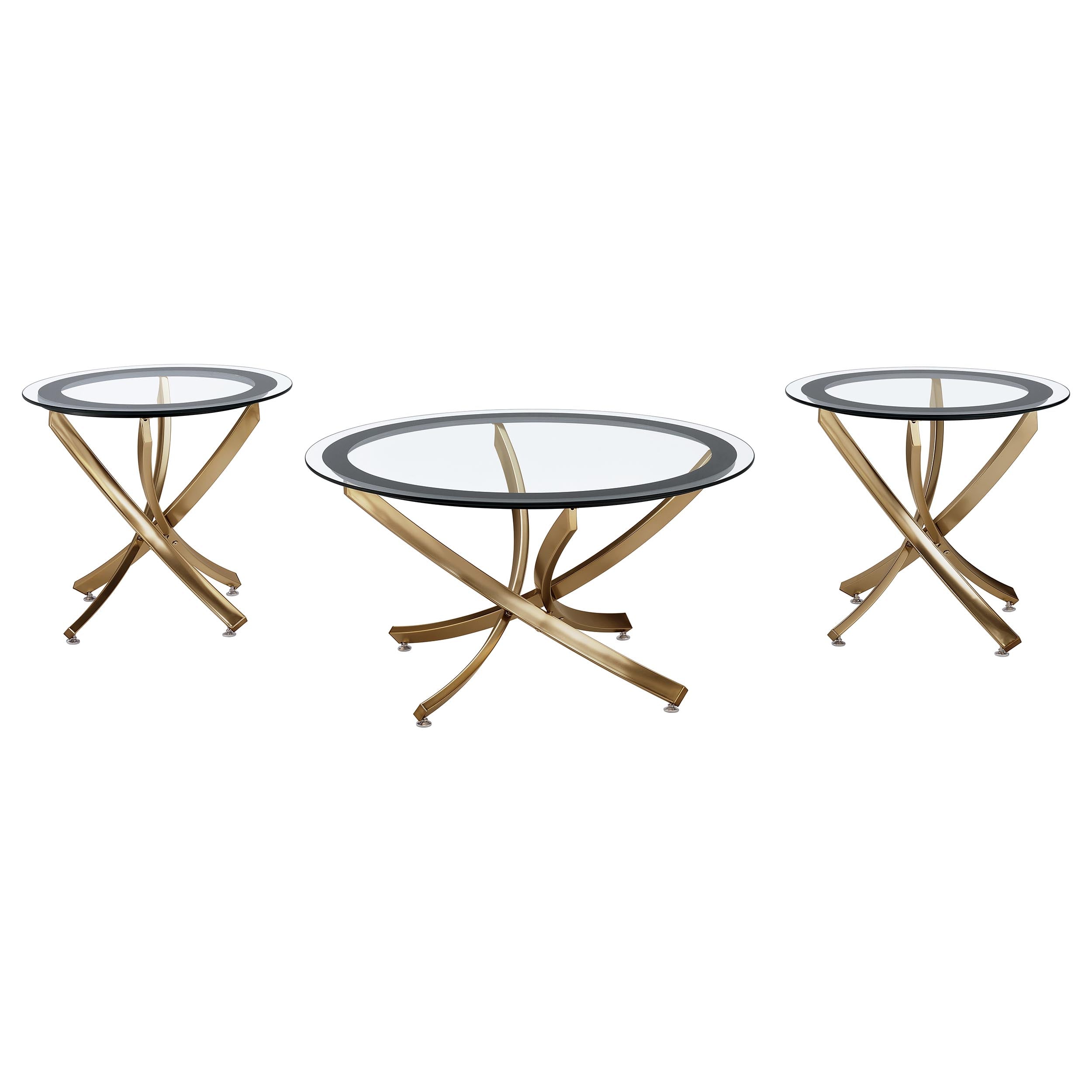 Brooke  Round Coffee and End Table Set Chrome