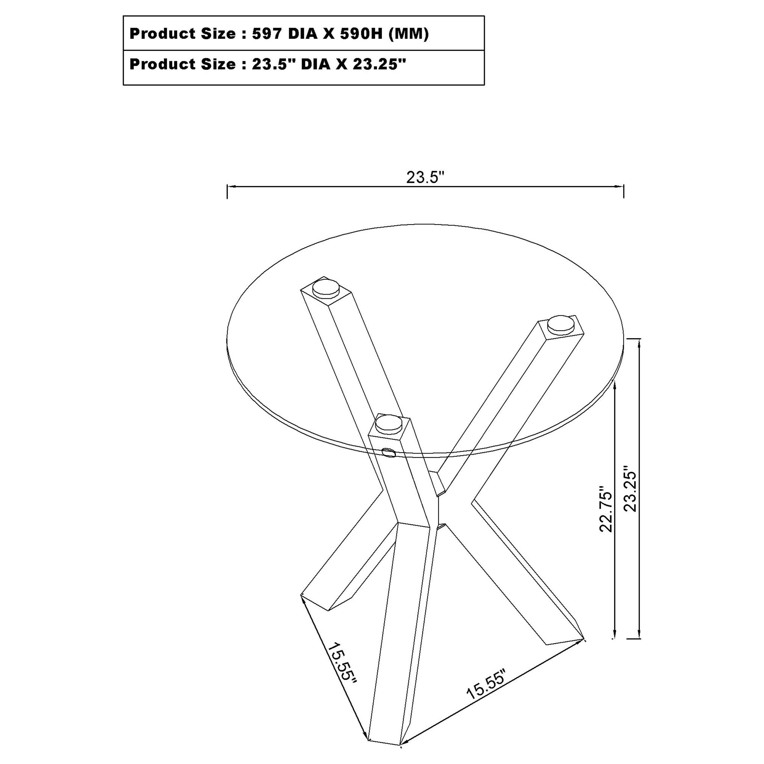 Kenzie Round Tempered Glass Top End Side Table Chrome