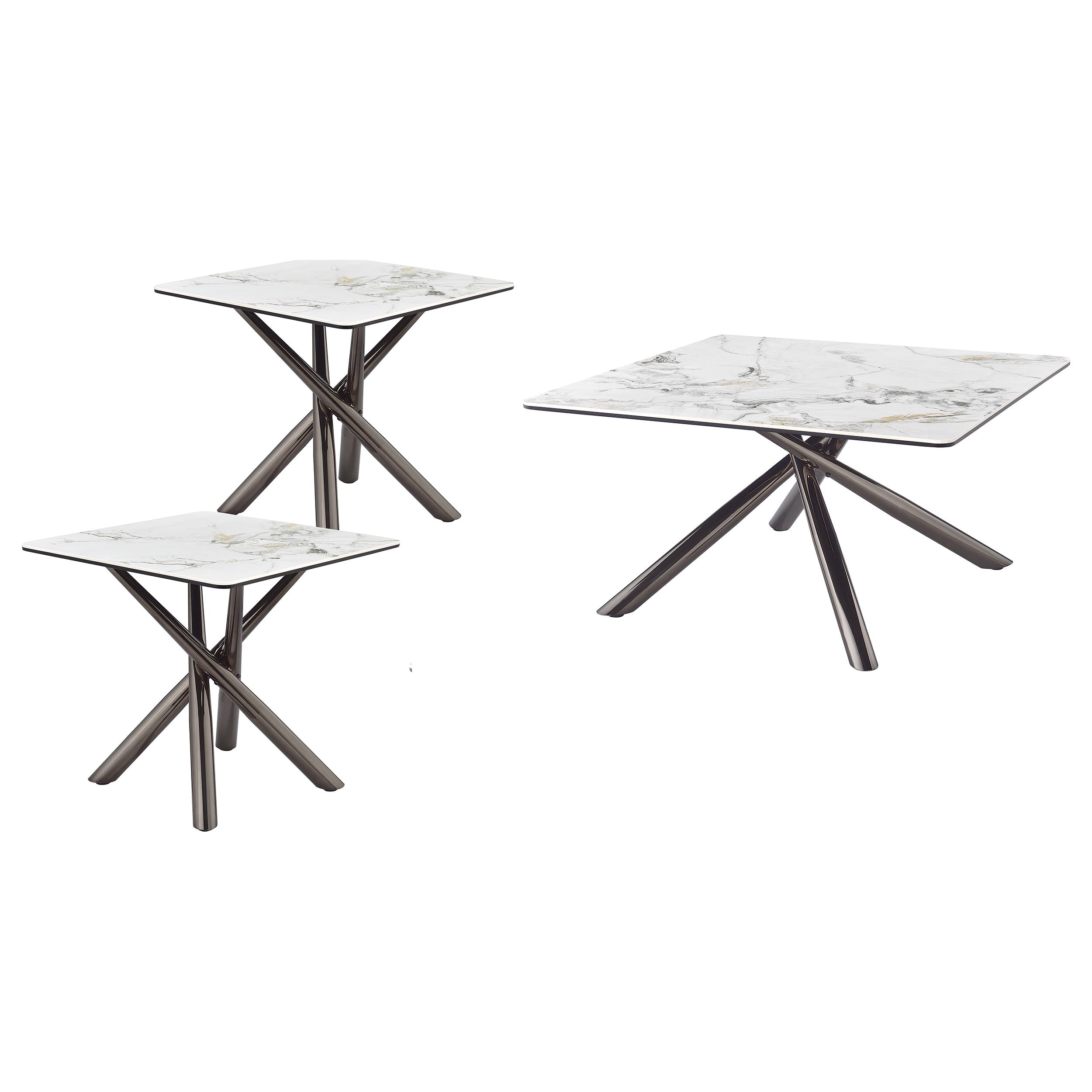 Carvell  Square Coffee and End Table Set Mirage White