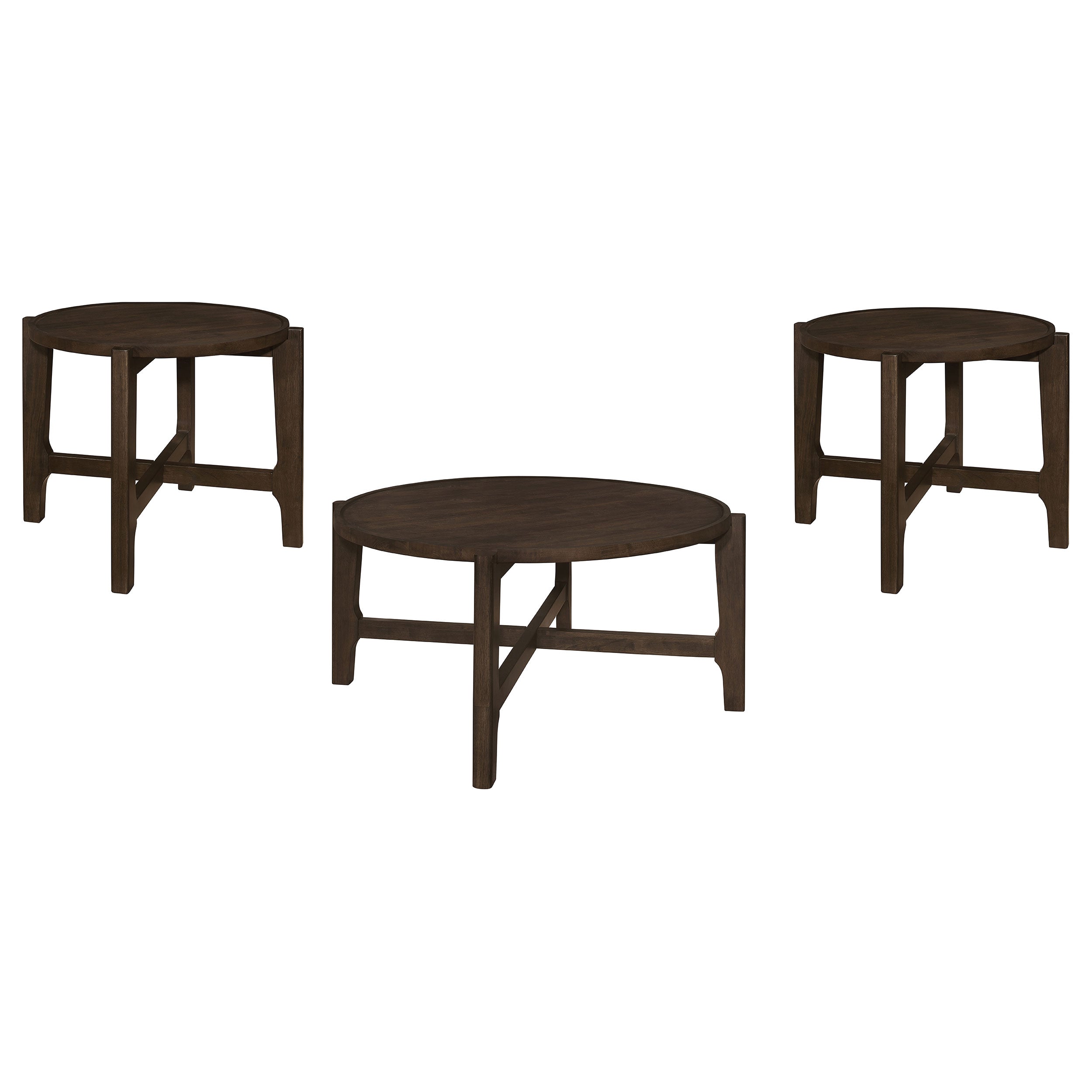Cota  Solid Wood Coffee and End Table Set Dark Brown
