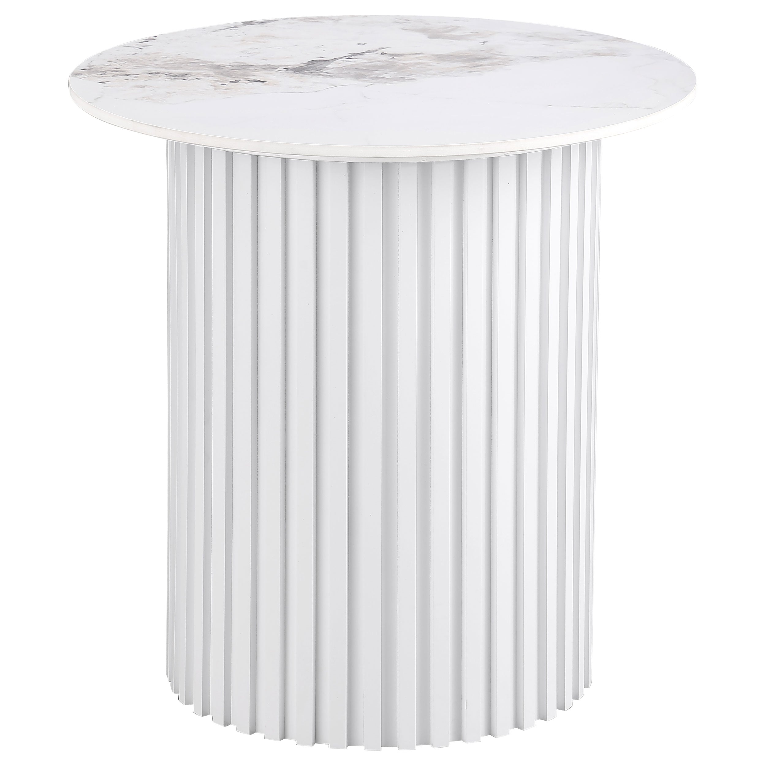 Rowena Coffee and End Table Set White Faux Marble