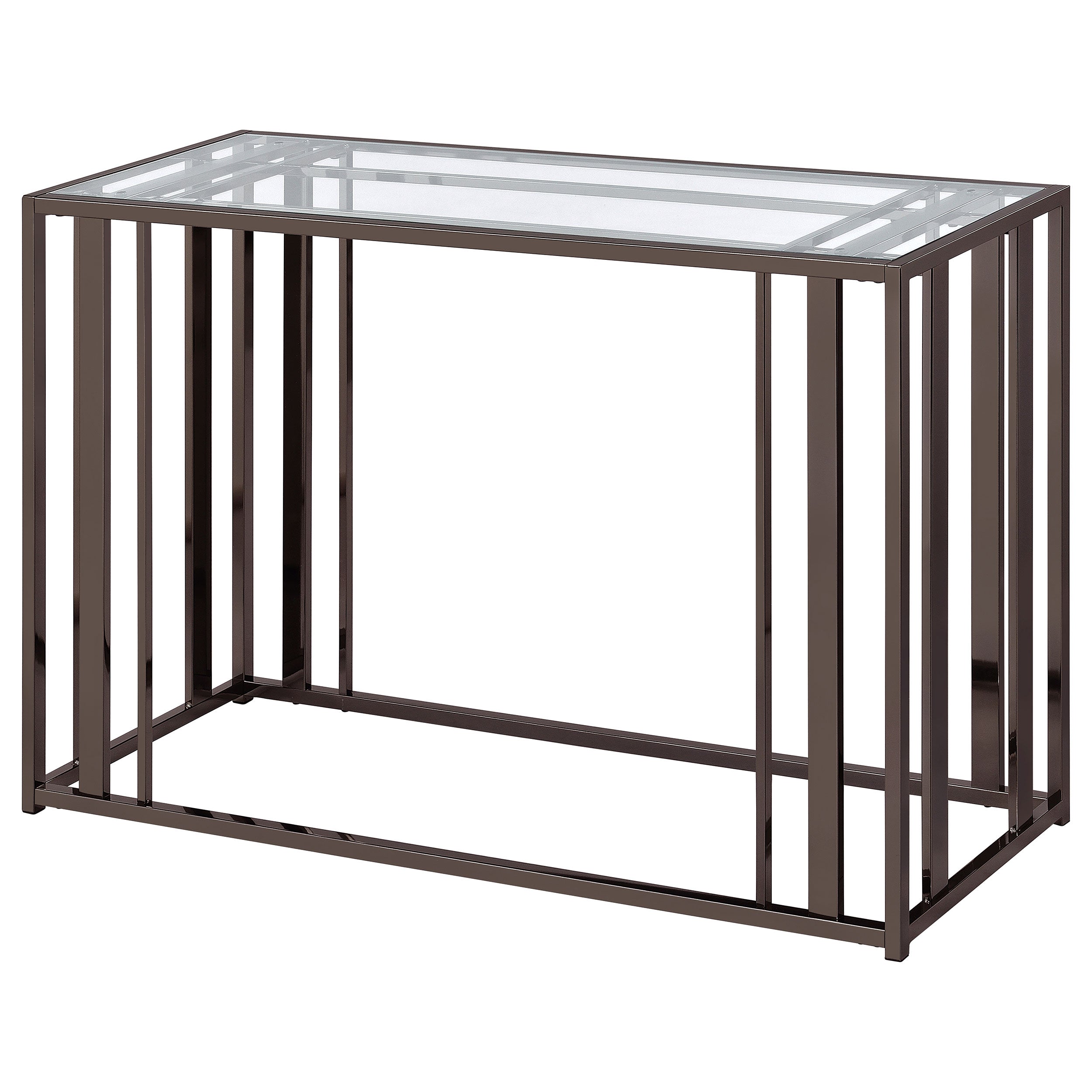 Adri Rectangular Glass Top Sofa Table Clear and Black Nickel