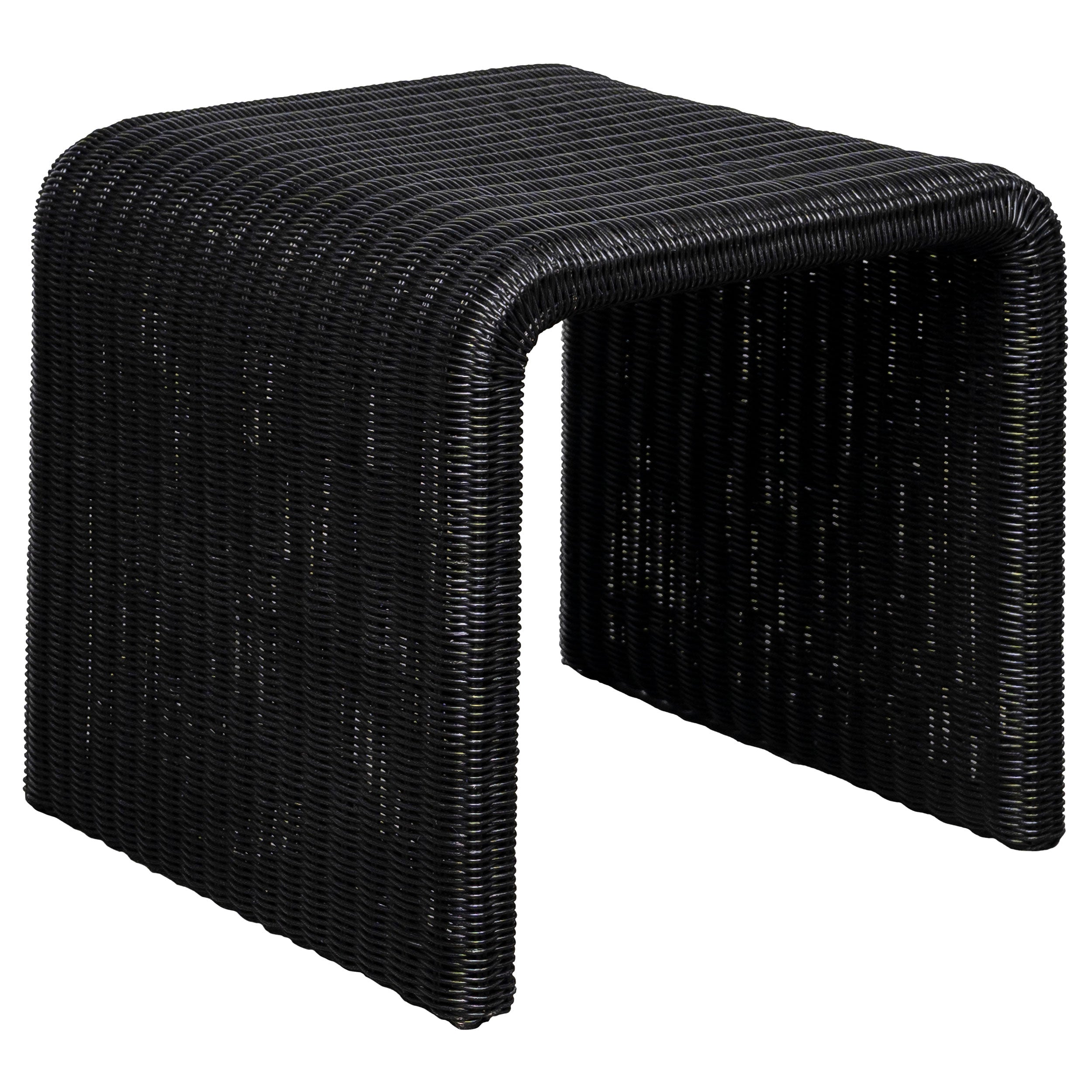 Cahya Woven Rattan Sqaure End Table Black