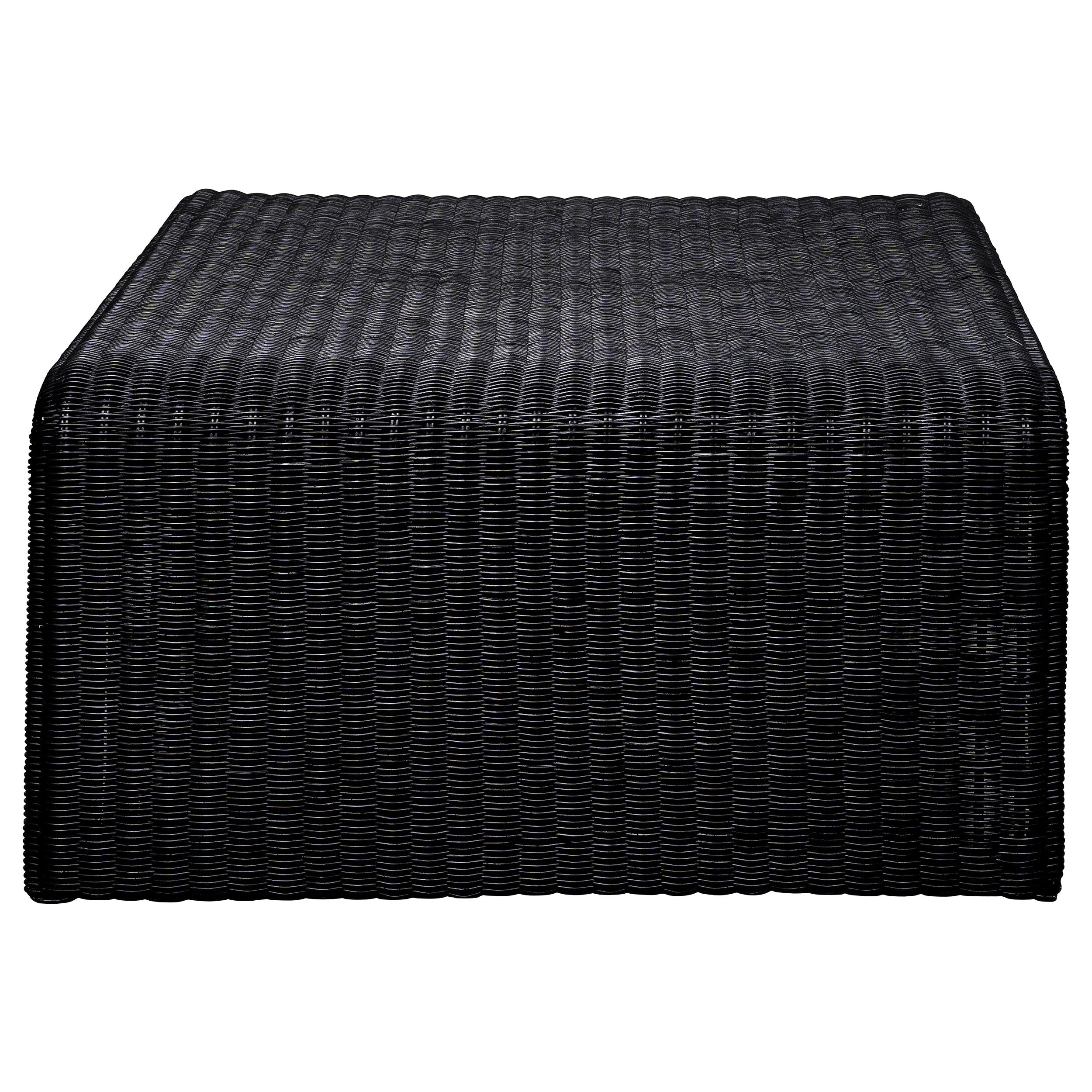 Cahya  Rattan Coffee and End Table Set Black