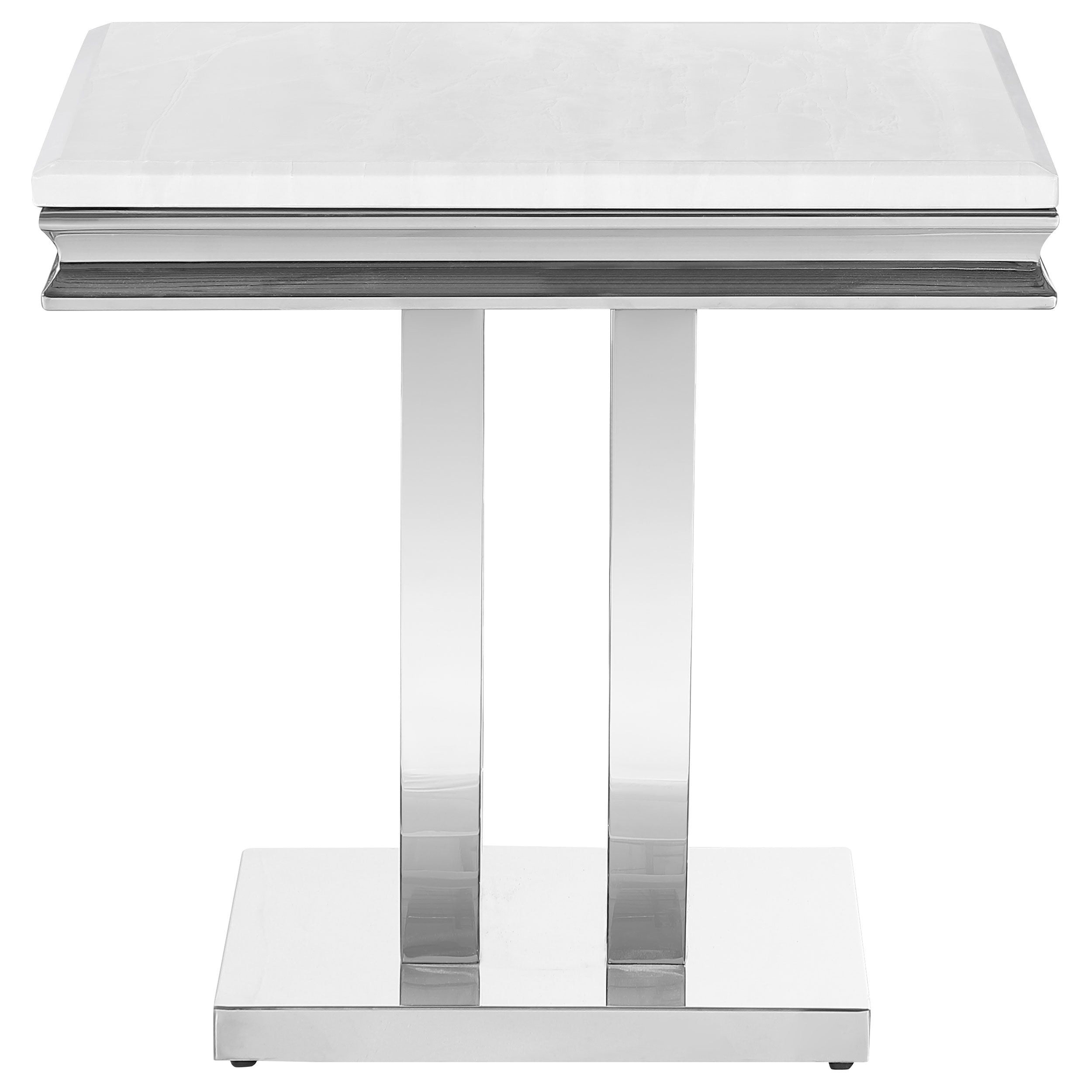 Kerwin U-base Square End Table White and Chrome