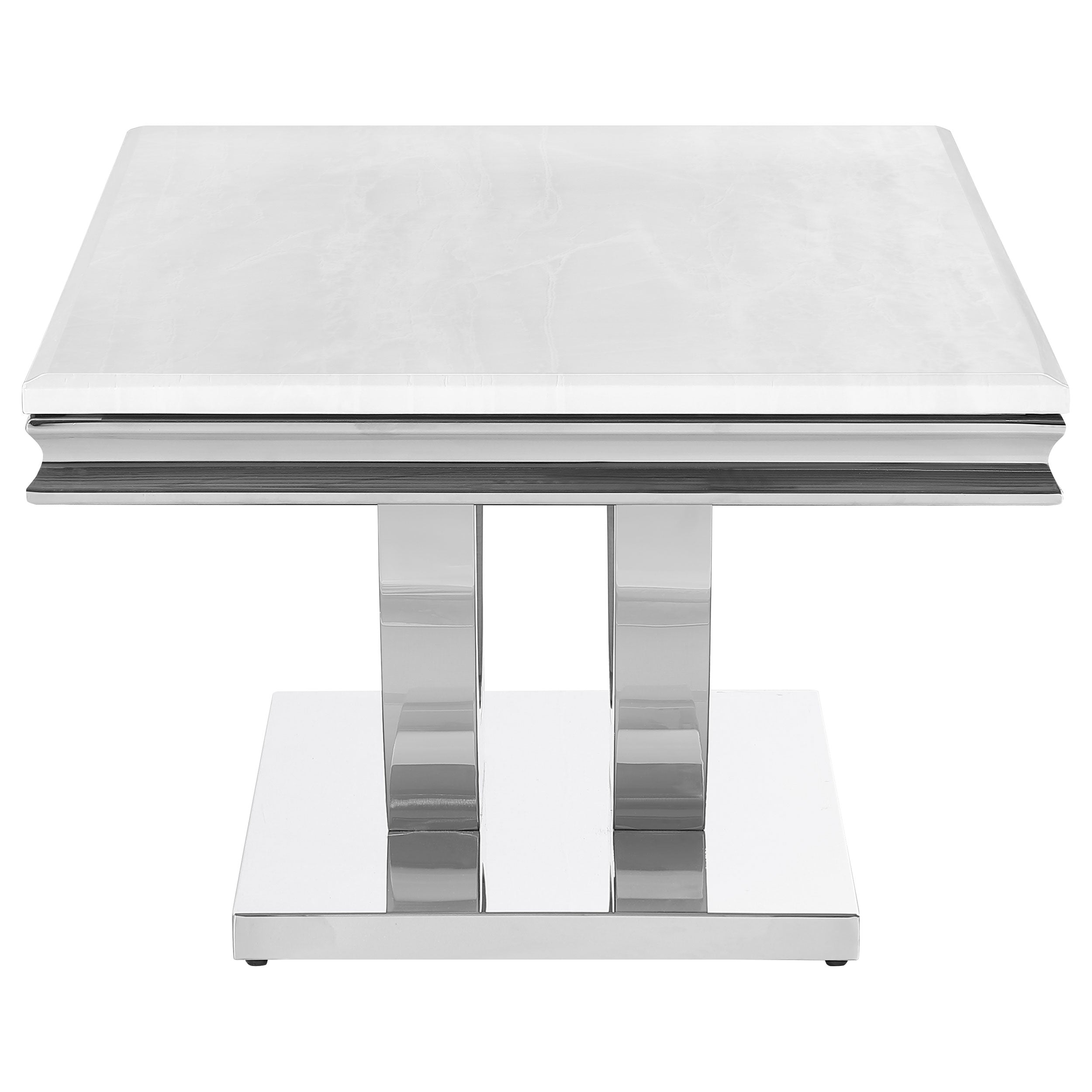 Kerwin U-base Rectangle Coffee Table White and Chrome