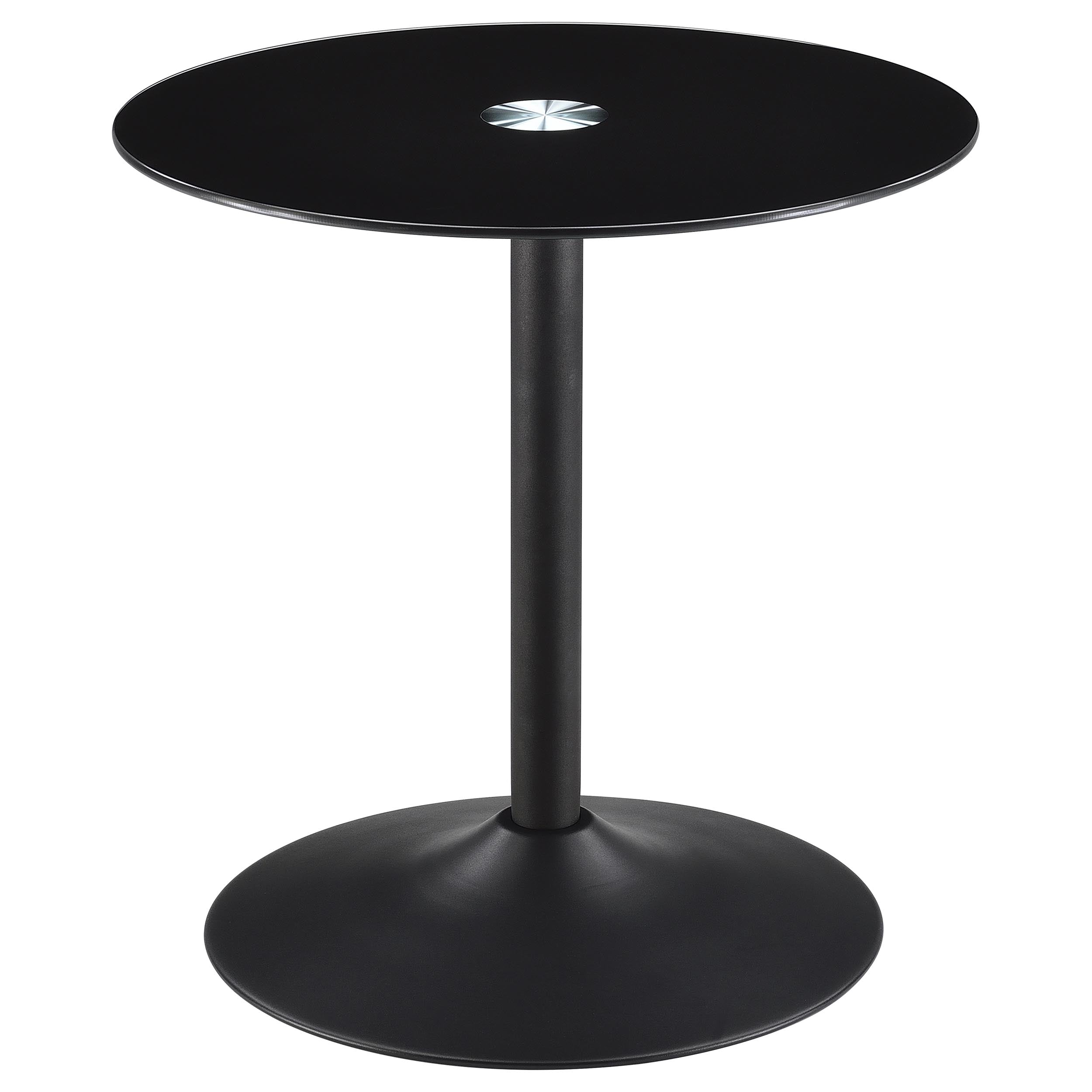 Ganso Round Glass Top Coffee and End Table Set Black