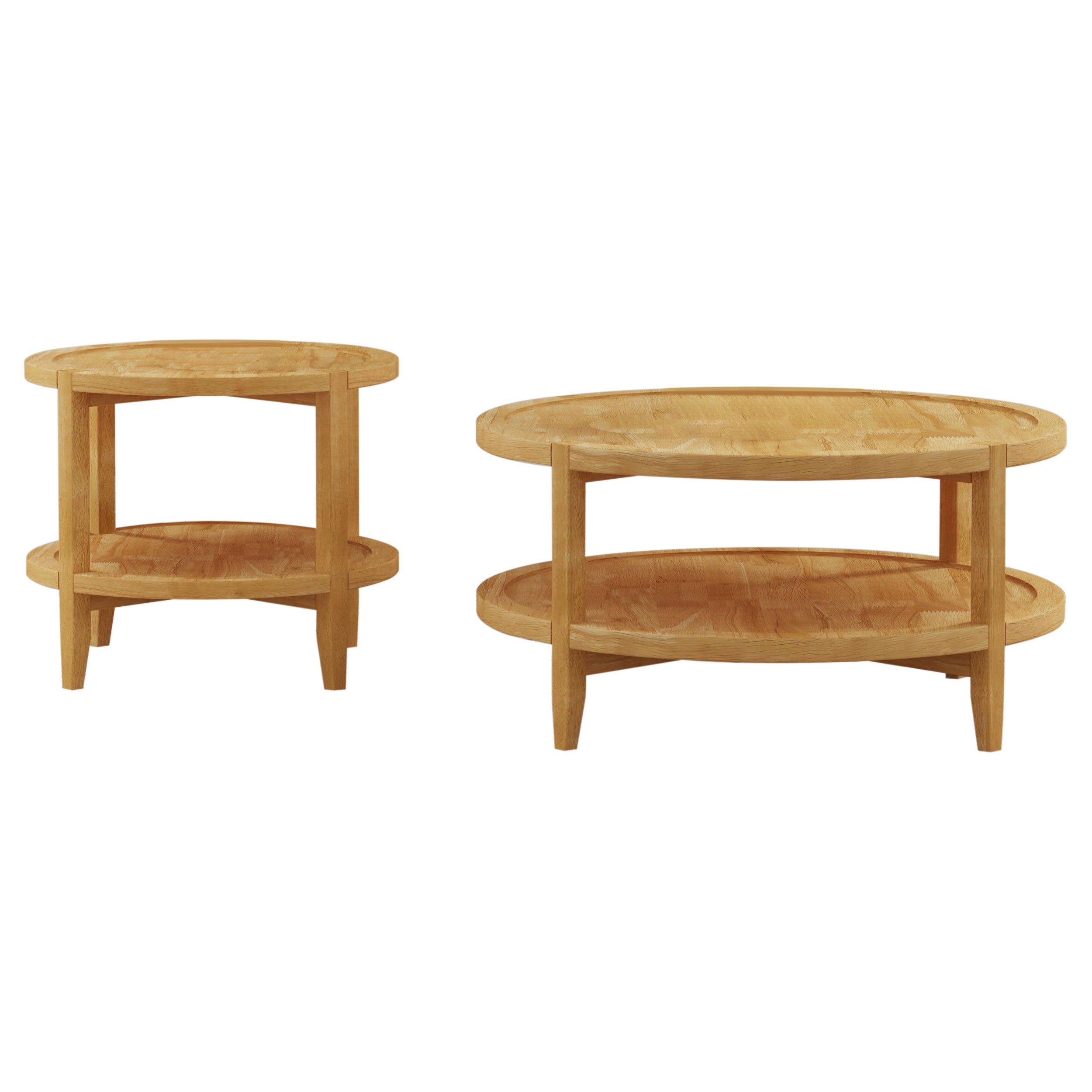 Camillo  Round Coffee and End Table Set Maple