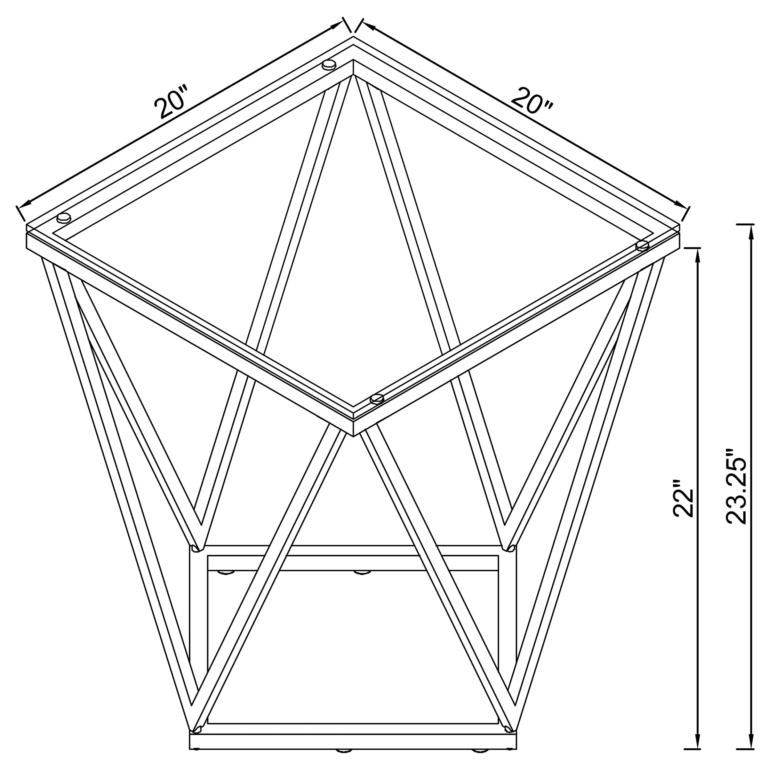 Brittania Square Glass Top Geometric End Table Nickel