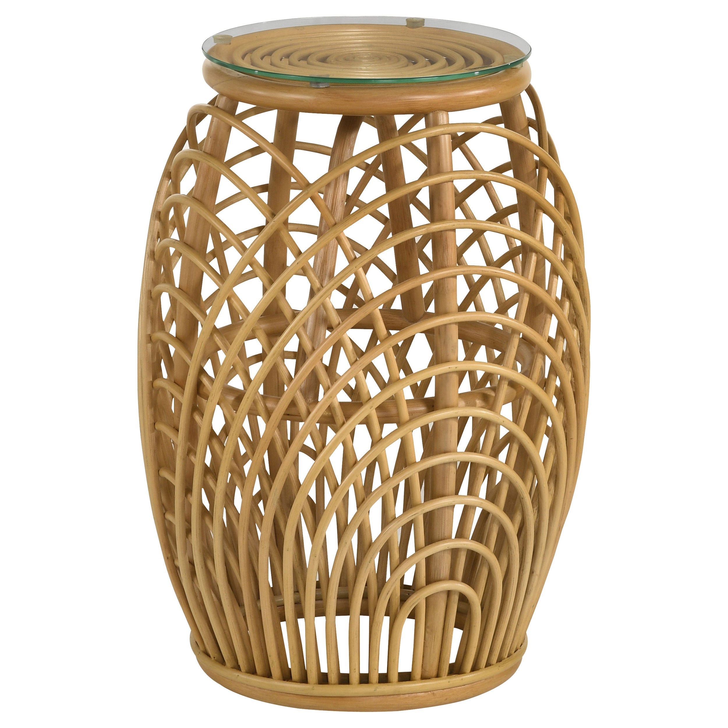 Dahlia  Round Rattan Coffee and End Table Set Natural