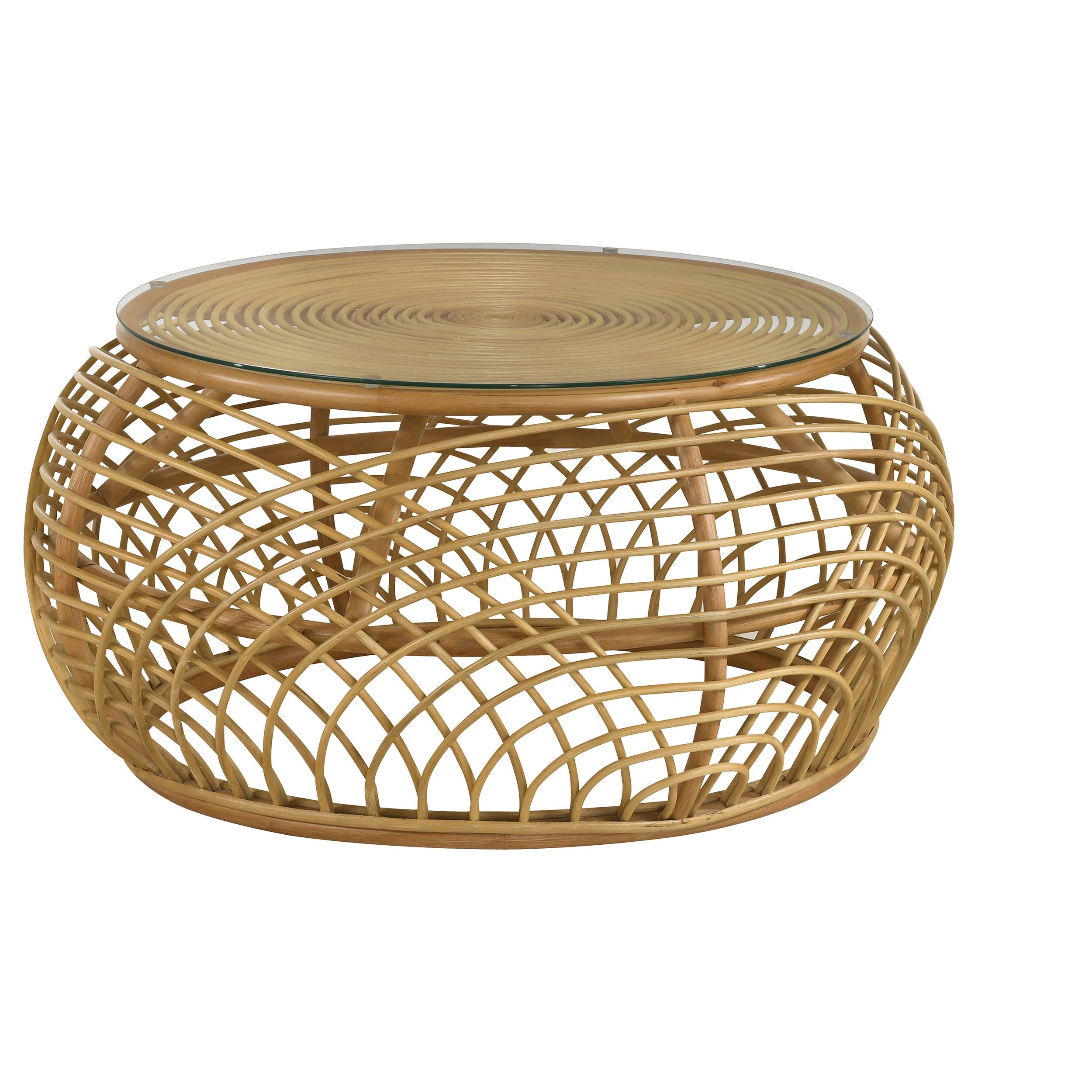 Dahlia  Round Rattan Coffee and End Table Set Natural