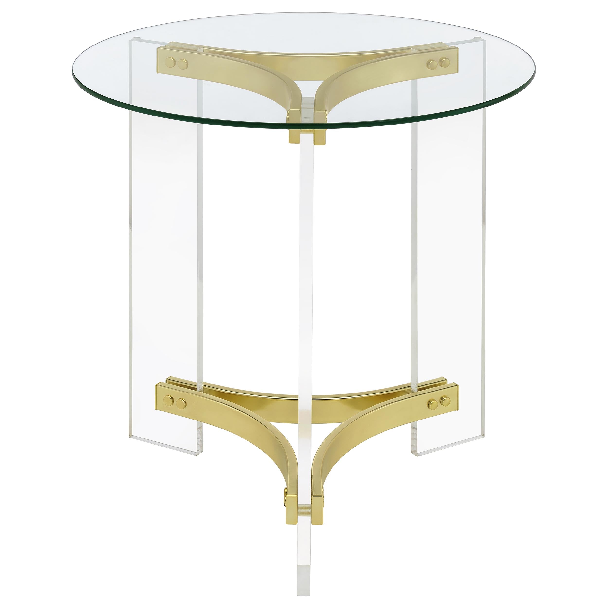 Janessa Acrylic Coffee and End Table Set Matte Brass