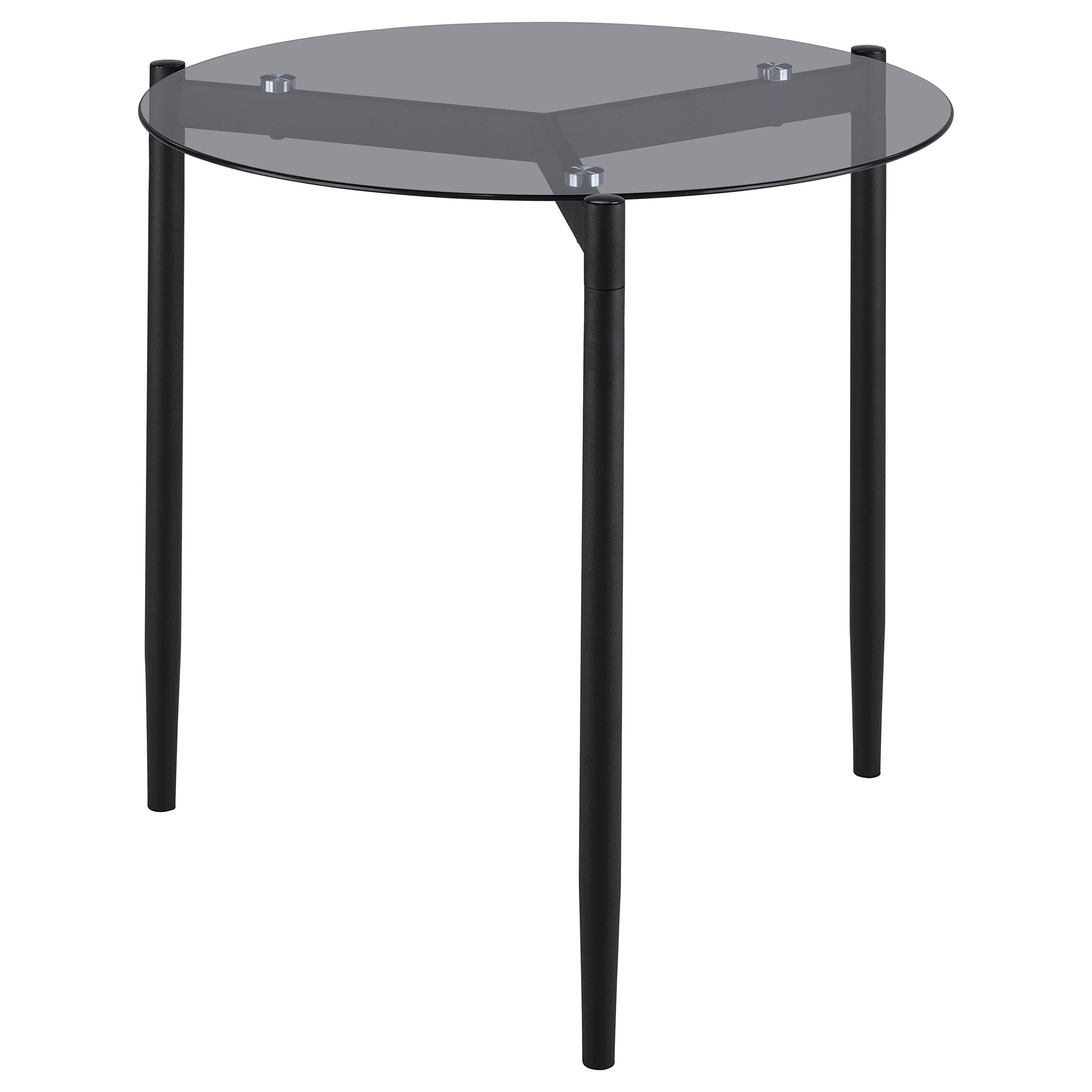 Rosalie Round Smoked Glass Top End Table Sandy Black