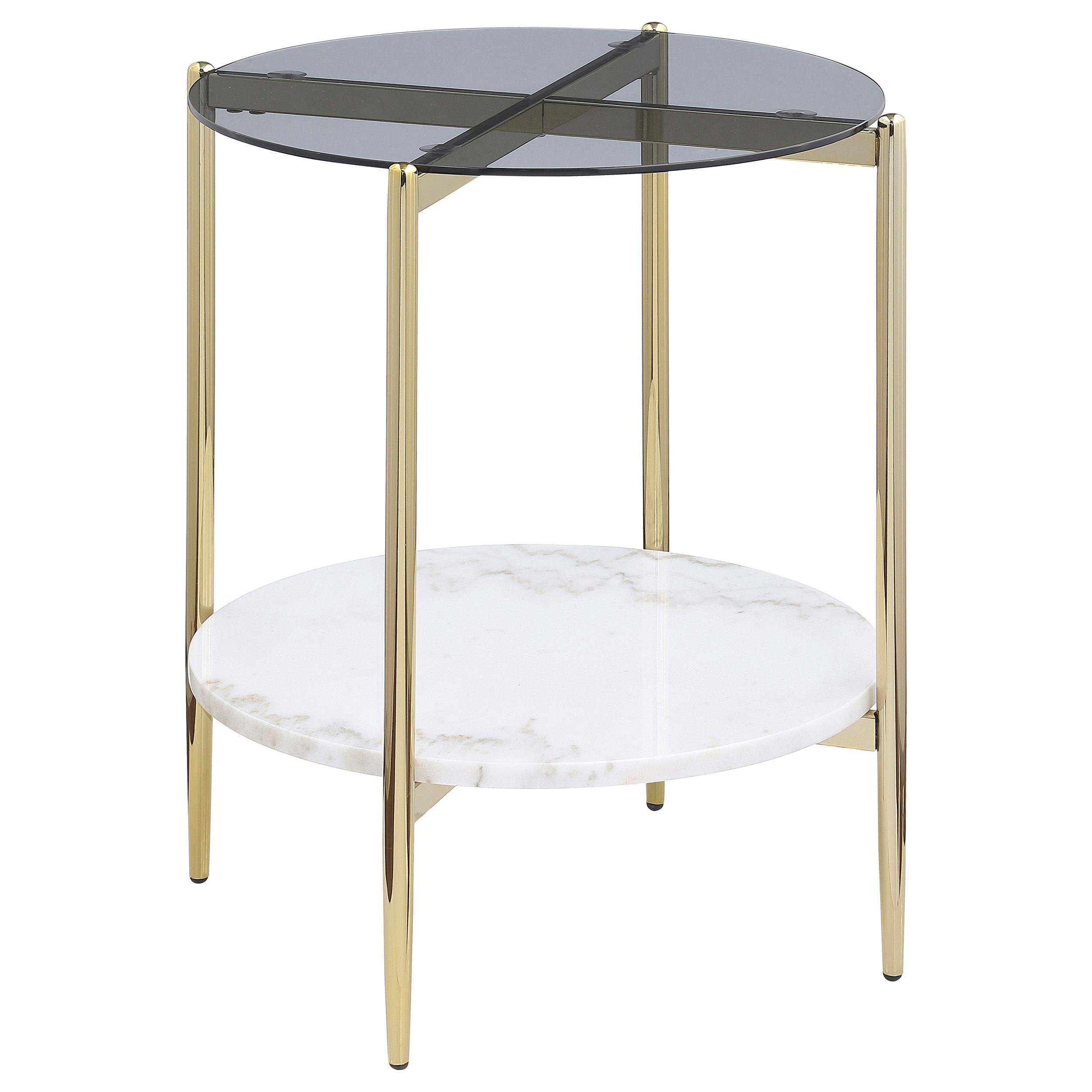 Jonelle  Round Coffee and End Table Set Gold