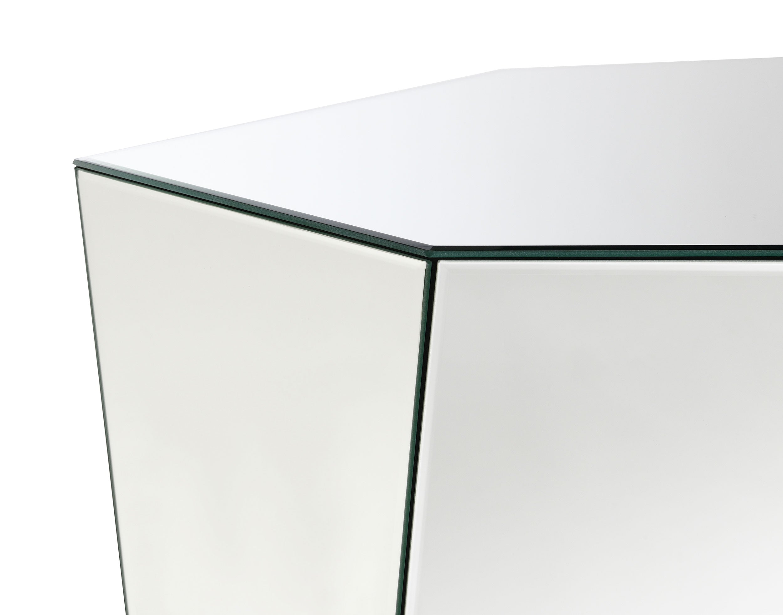 Capella Mirrored Abstract Geometric Coffee Table Silver