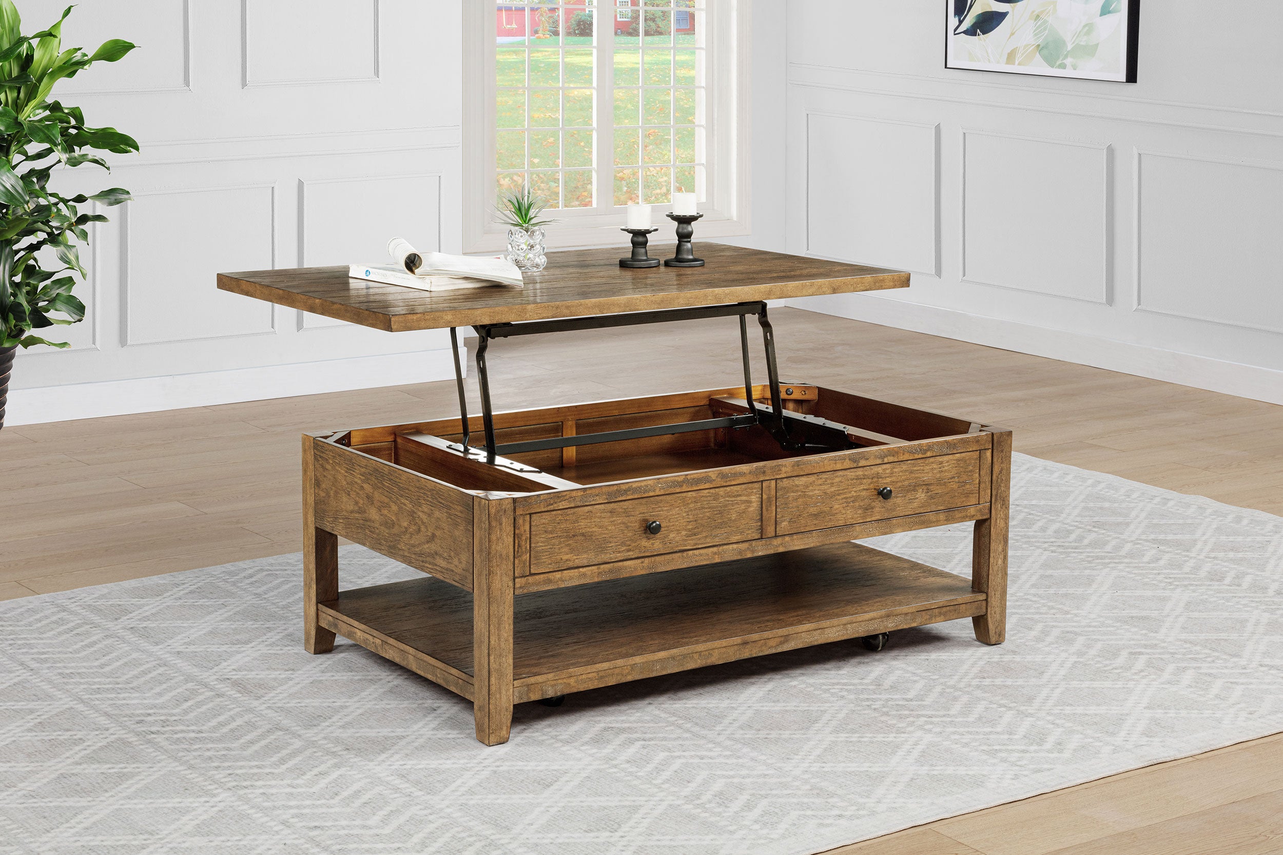 Payne 48-inch Mobile Lift Top Coffee Table Distressed