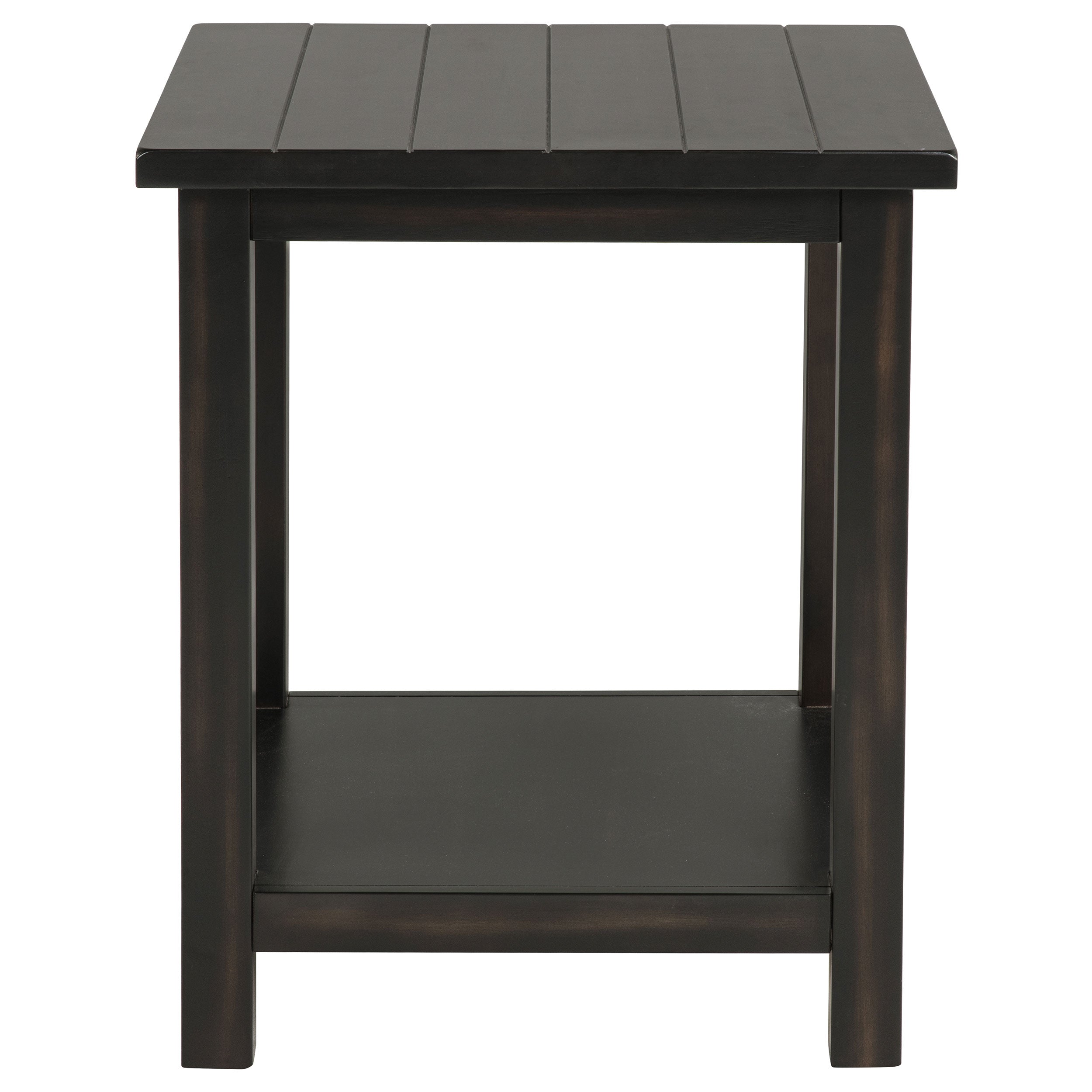 Payne Wood End Table with Shelf Distressed Brown