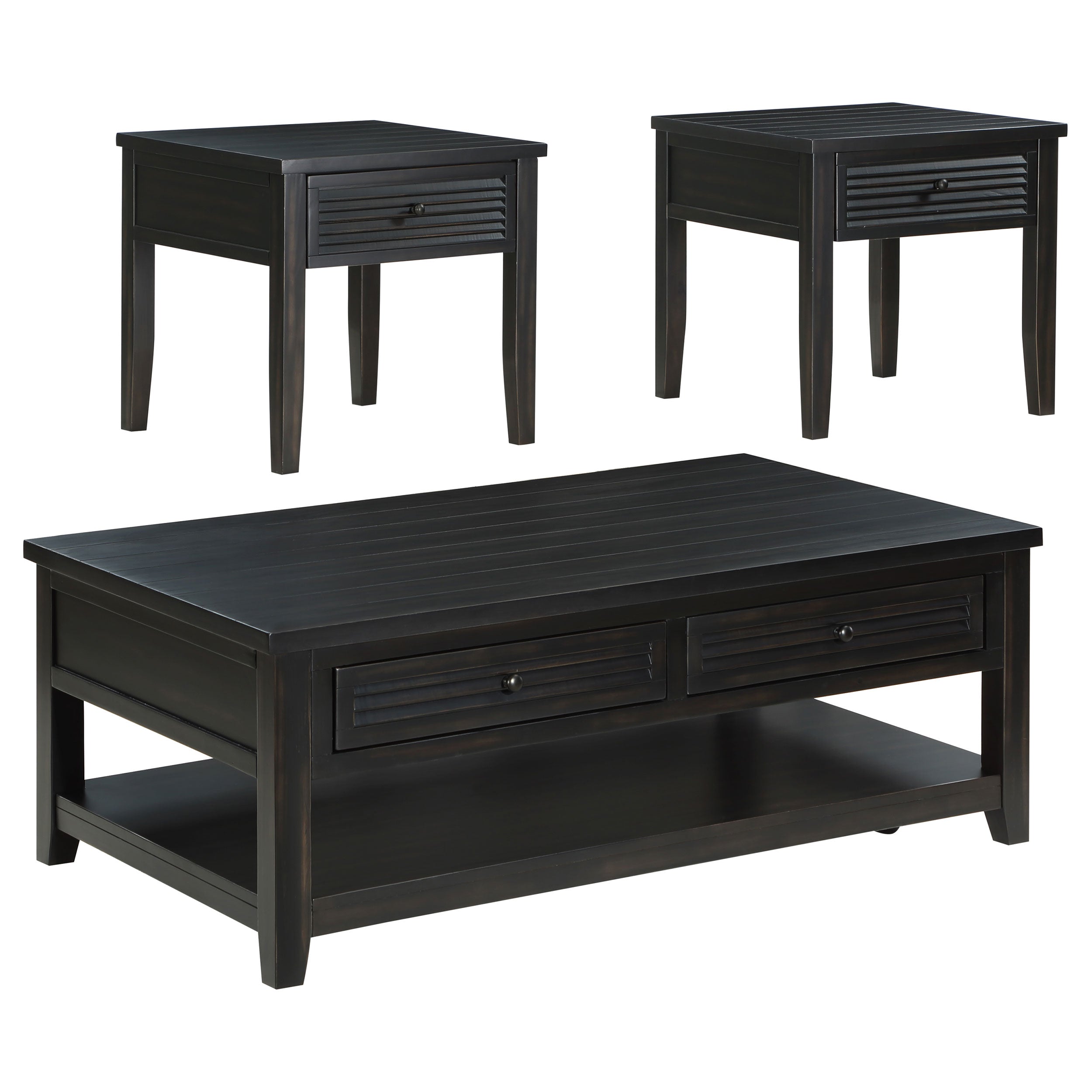 Concord  Coffee and End Table Set Distressed Java