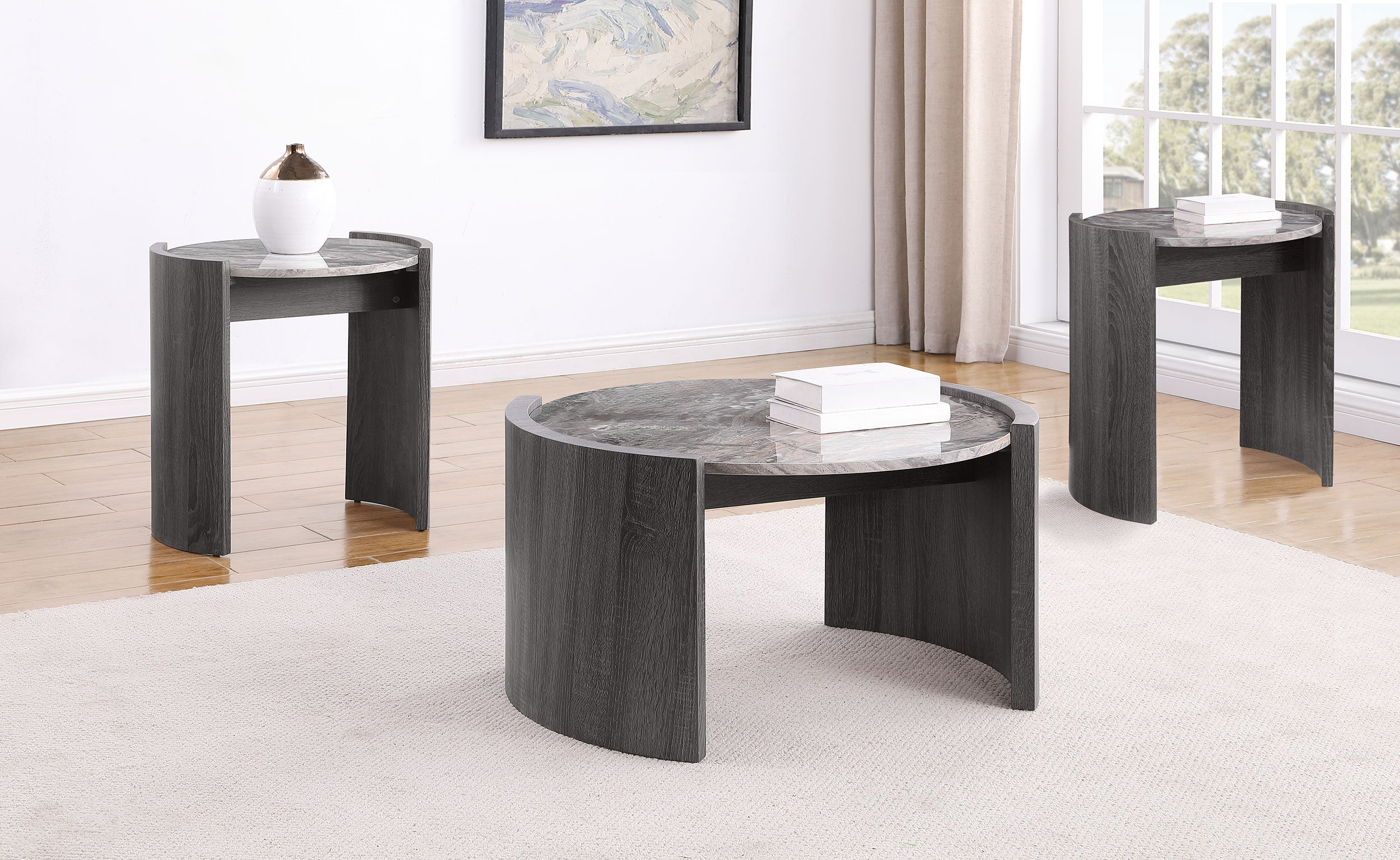 Gladstone 2-piece Coffee and End Table Set Distressed Grey