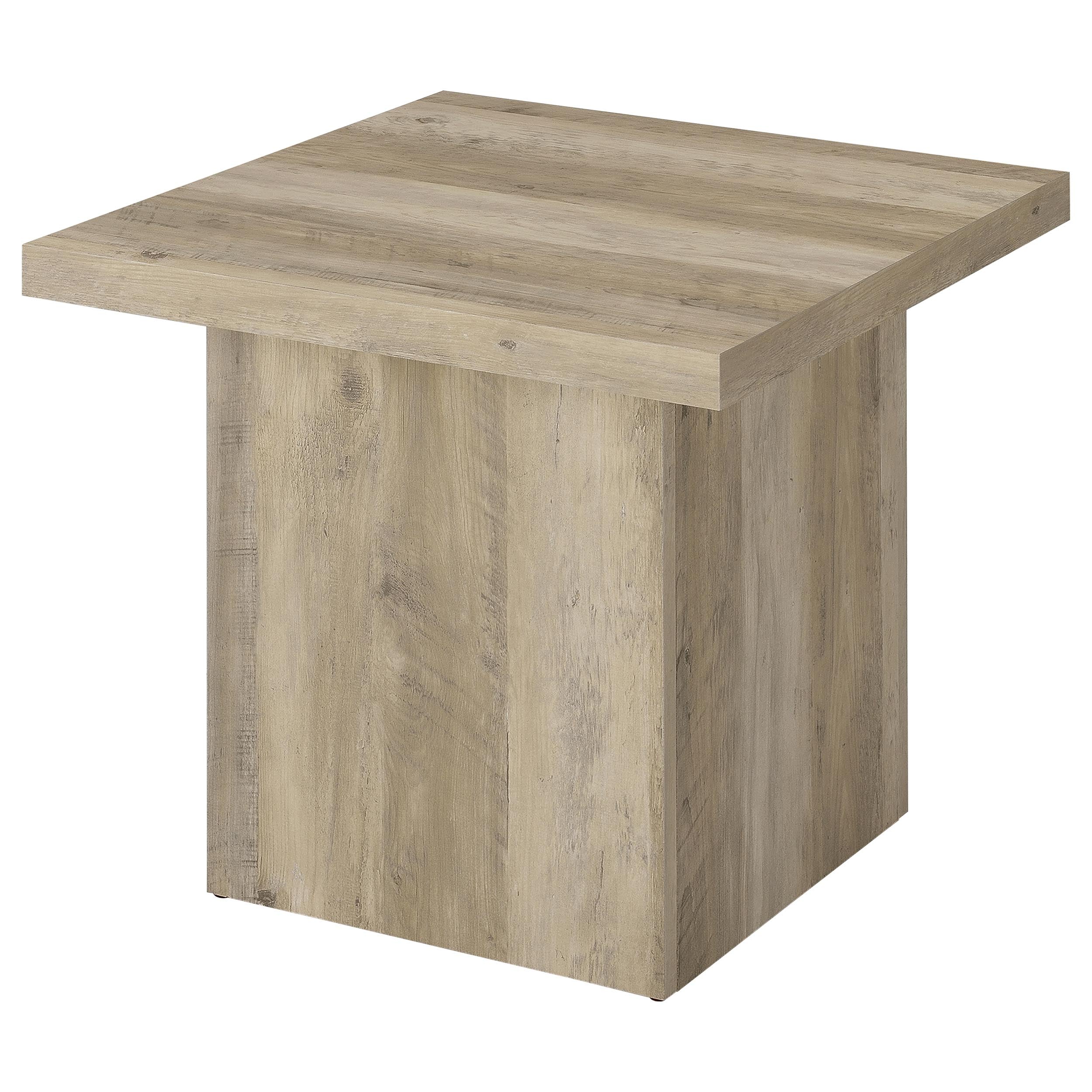 Devar Square Engineered Wood End Table Distressed Pine