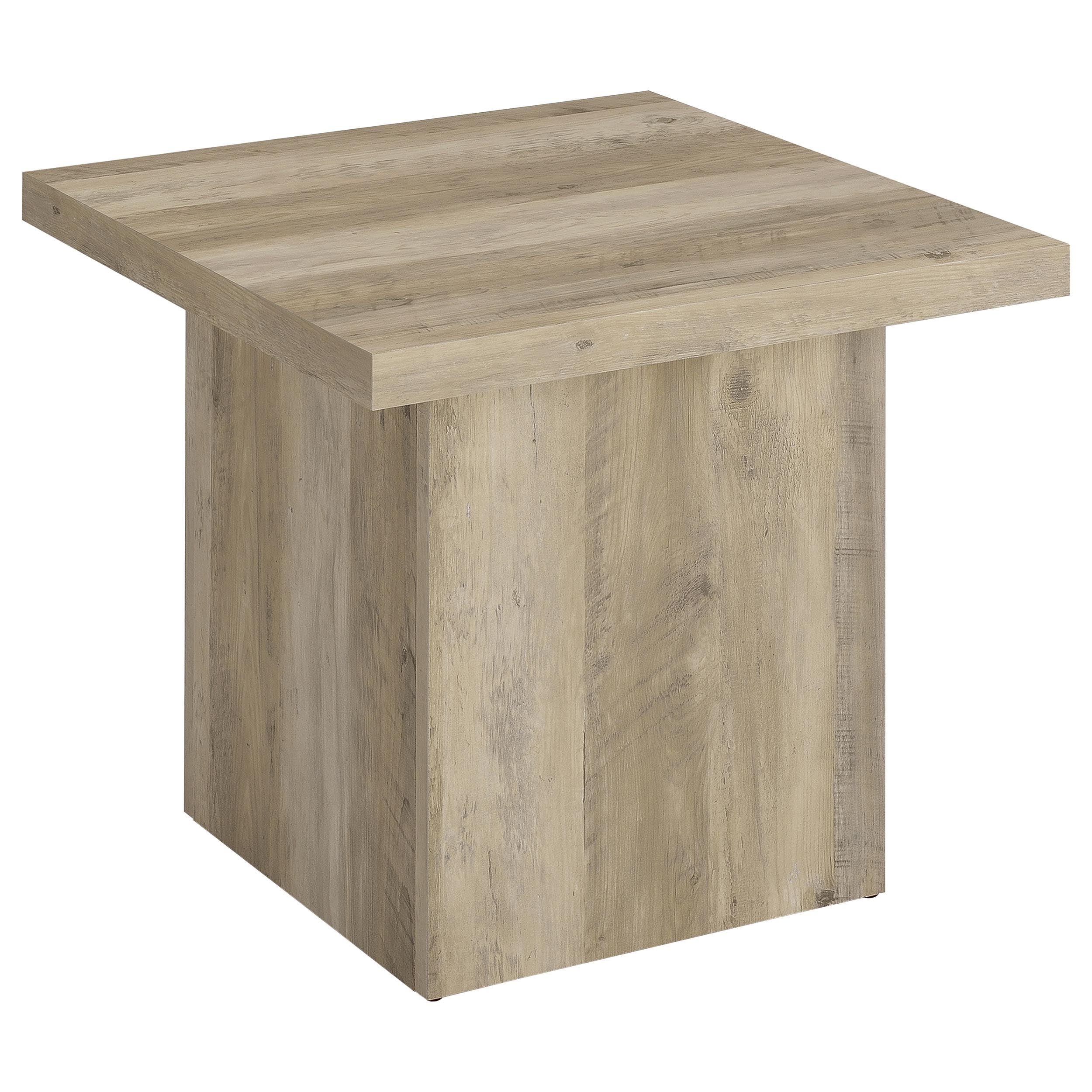 Devar Square Coffee End Table Set Distressed Pine