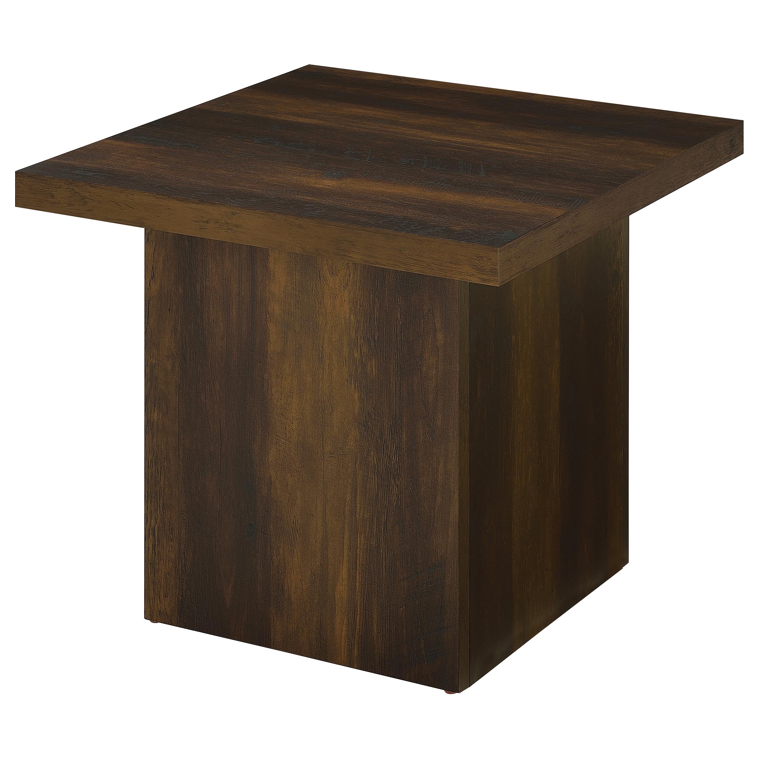 Devar Square Engineered Wood Side End Table Dark Pine