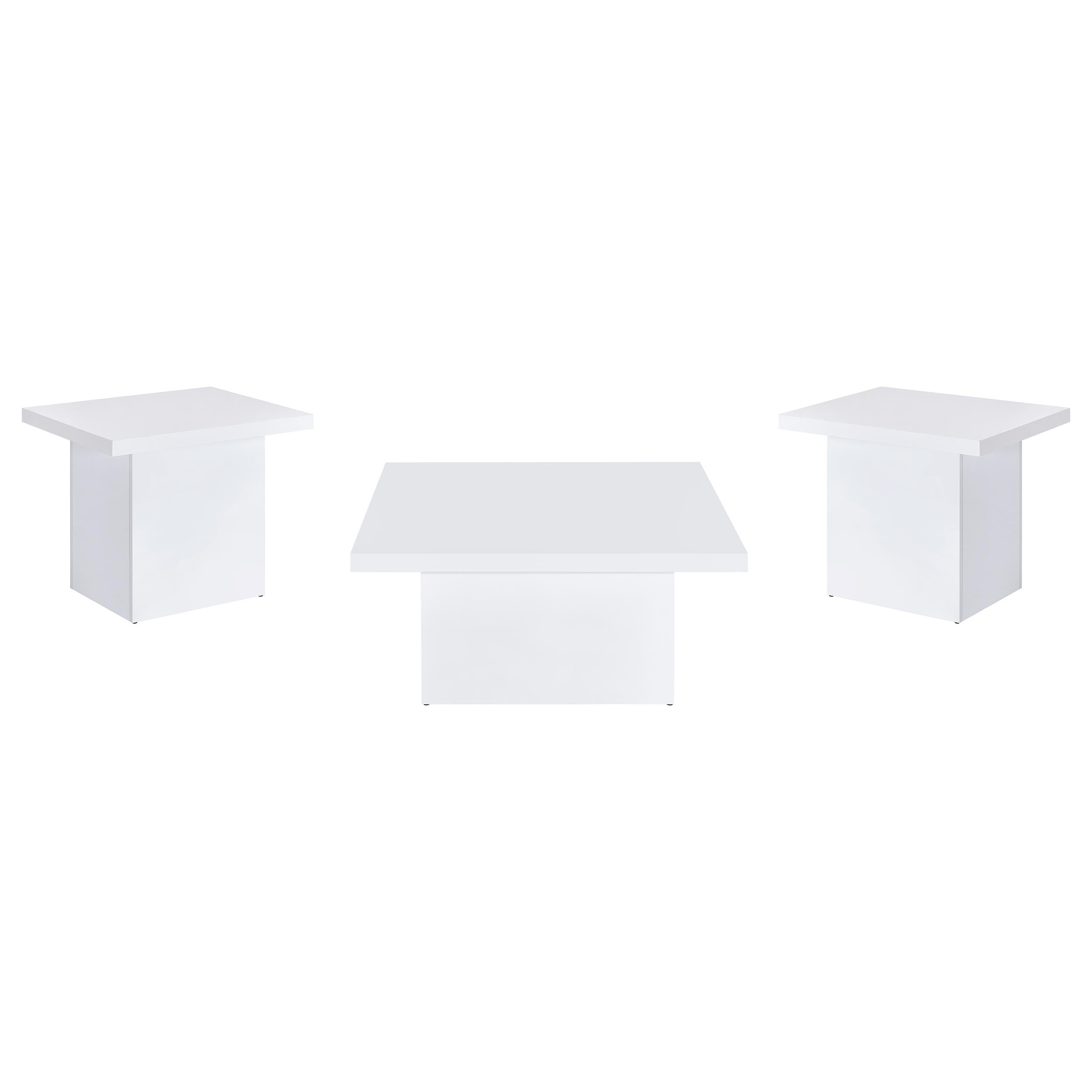 Devar 3-piece Square Coffee End Table Set White High Gloss