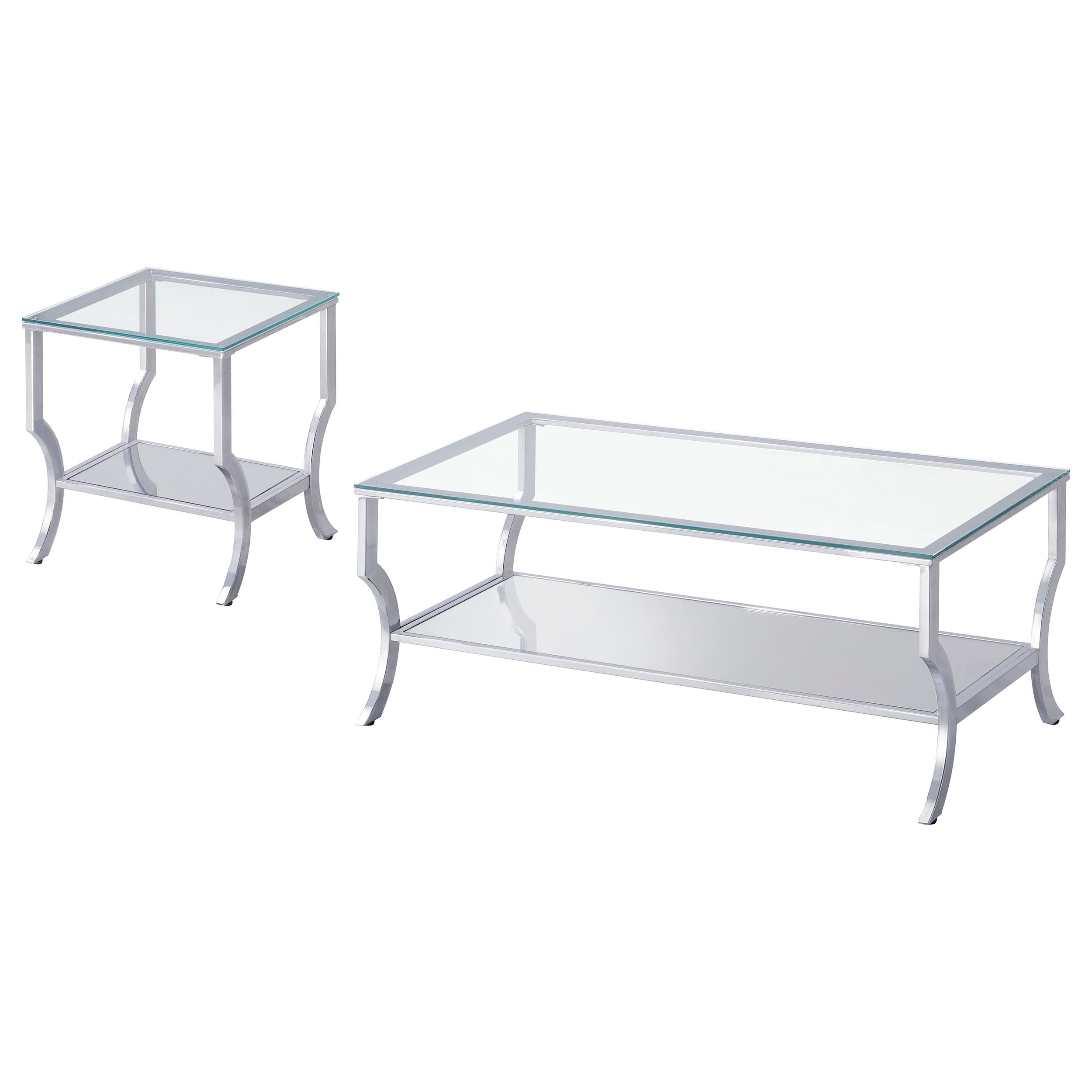 Saide Glass Top Coffee and End Table Set Chrome