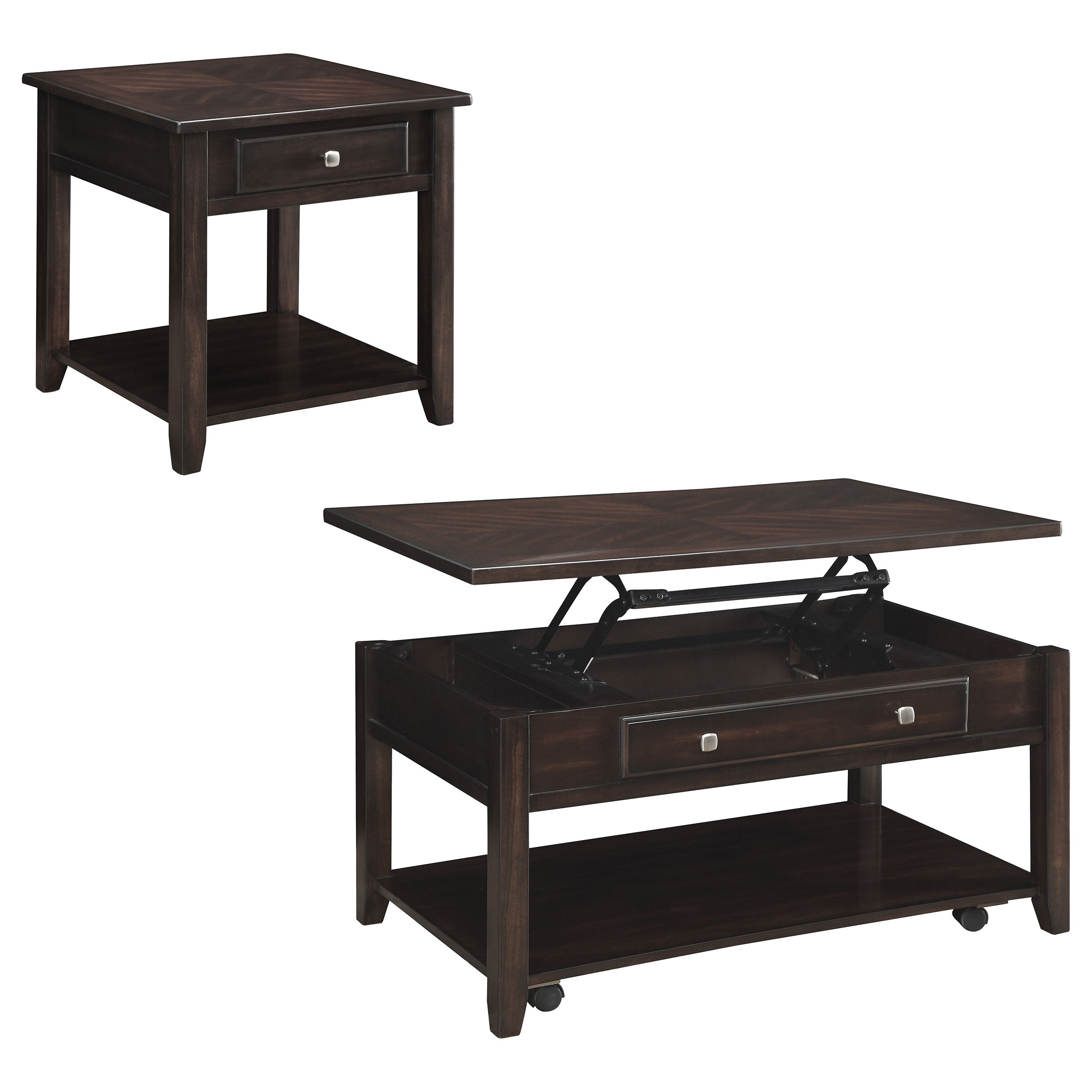Bradford  Lift Top Coffee and End Table Set Walnut