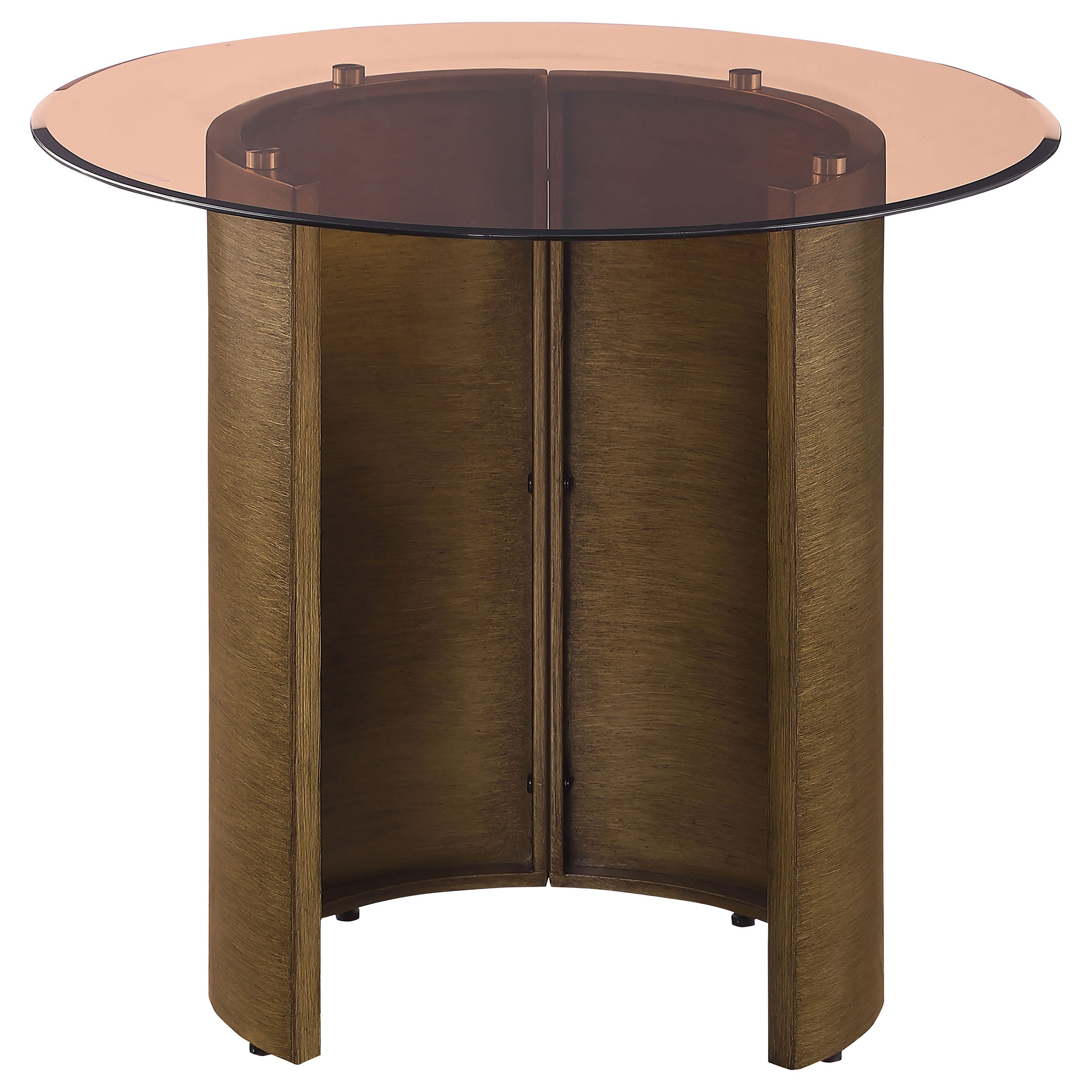 Morena Round End Table with Tawny Tempered Glass Top Brushed Bronze