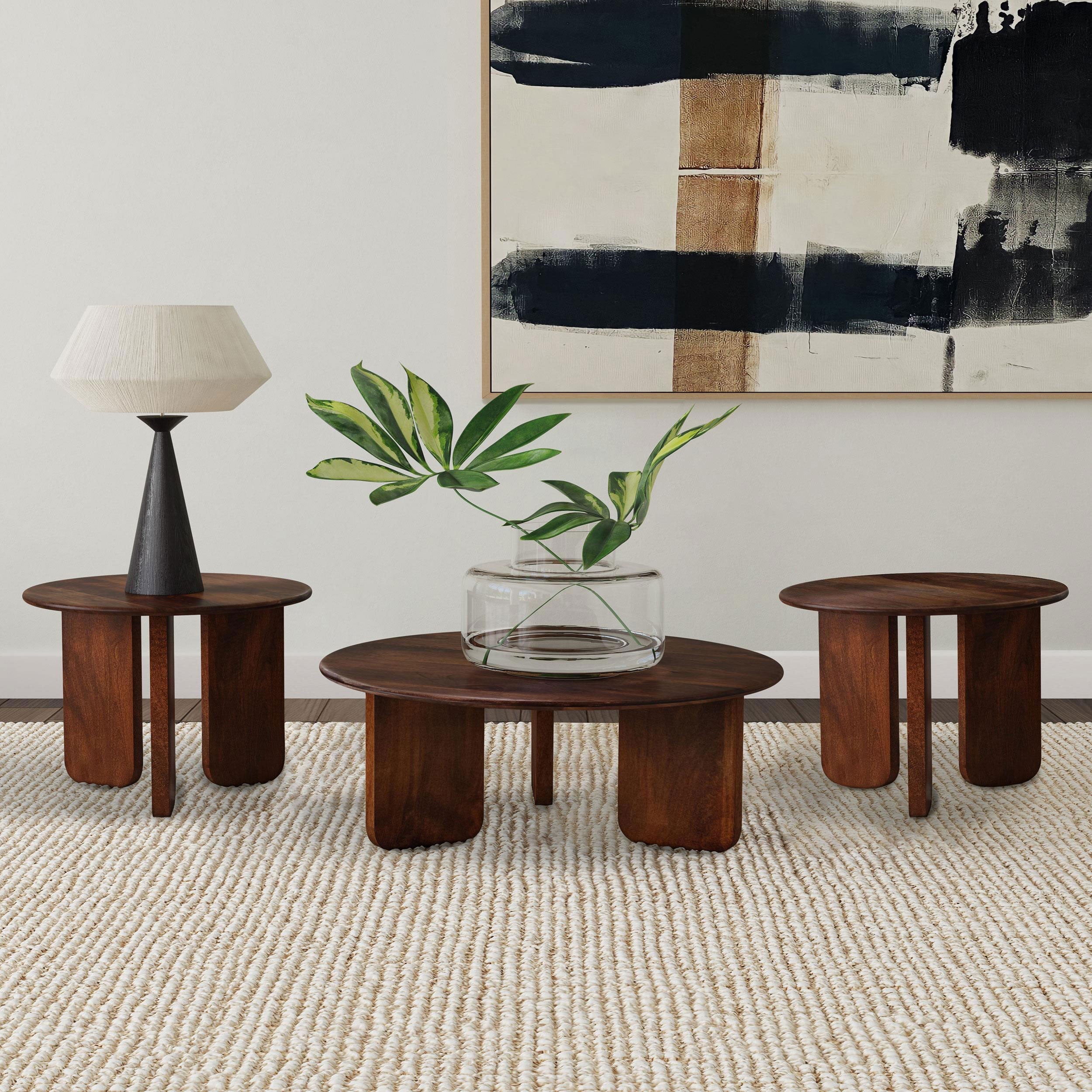 Dale  Solid Wood Coffee and End Table Set Brown
